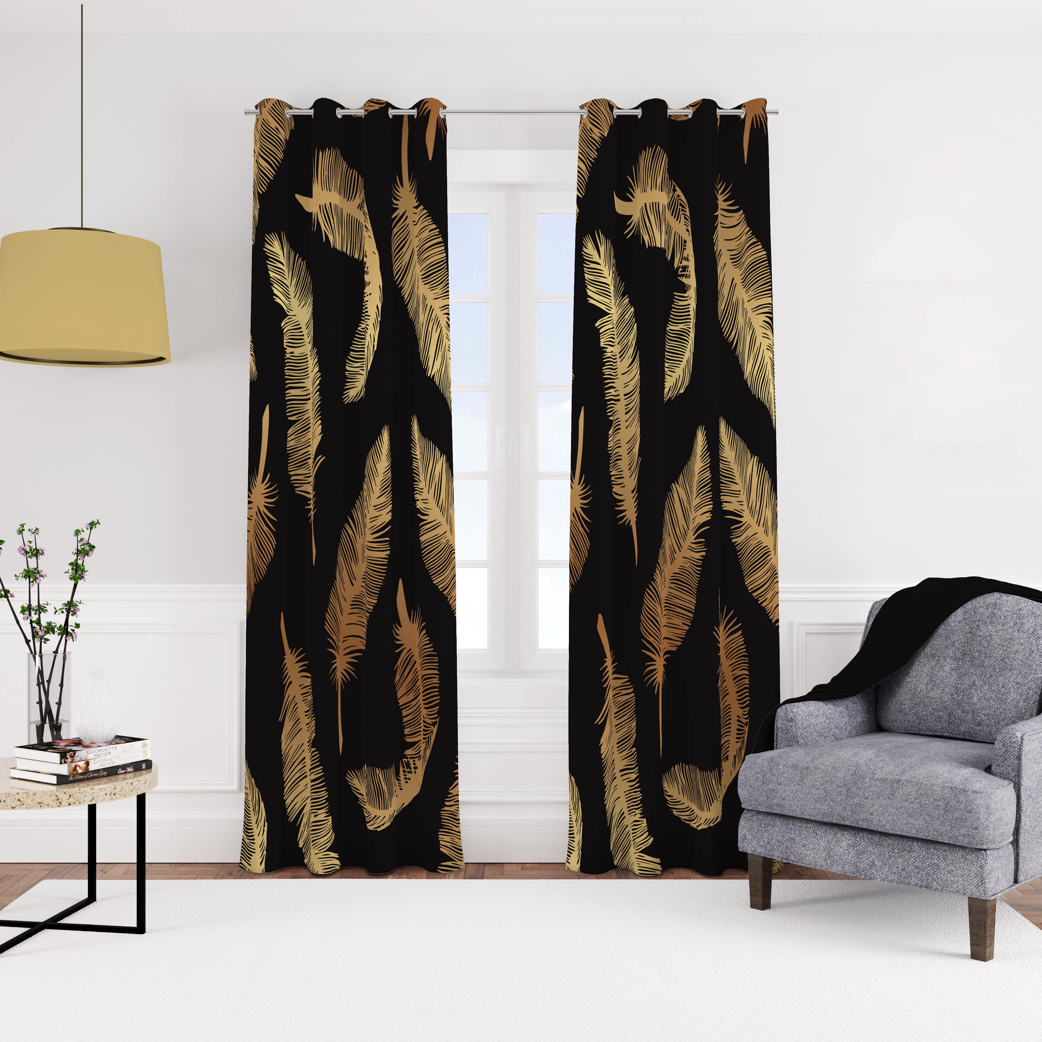 Velvet curtain with rings, 140 x 270 cm, one piece - multi-colored