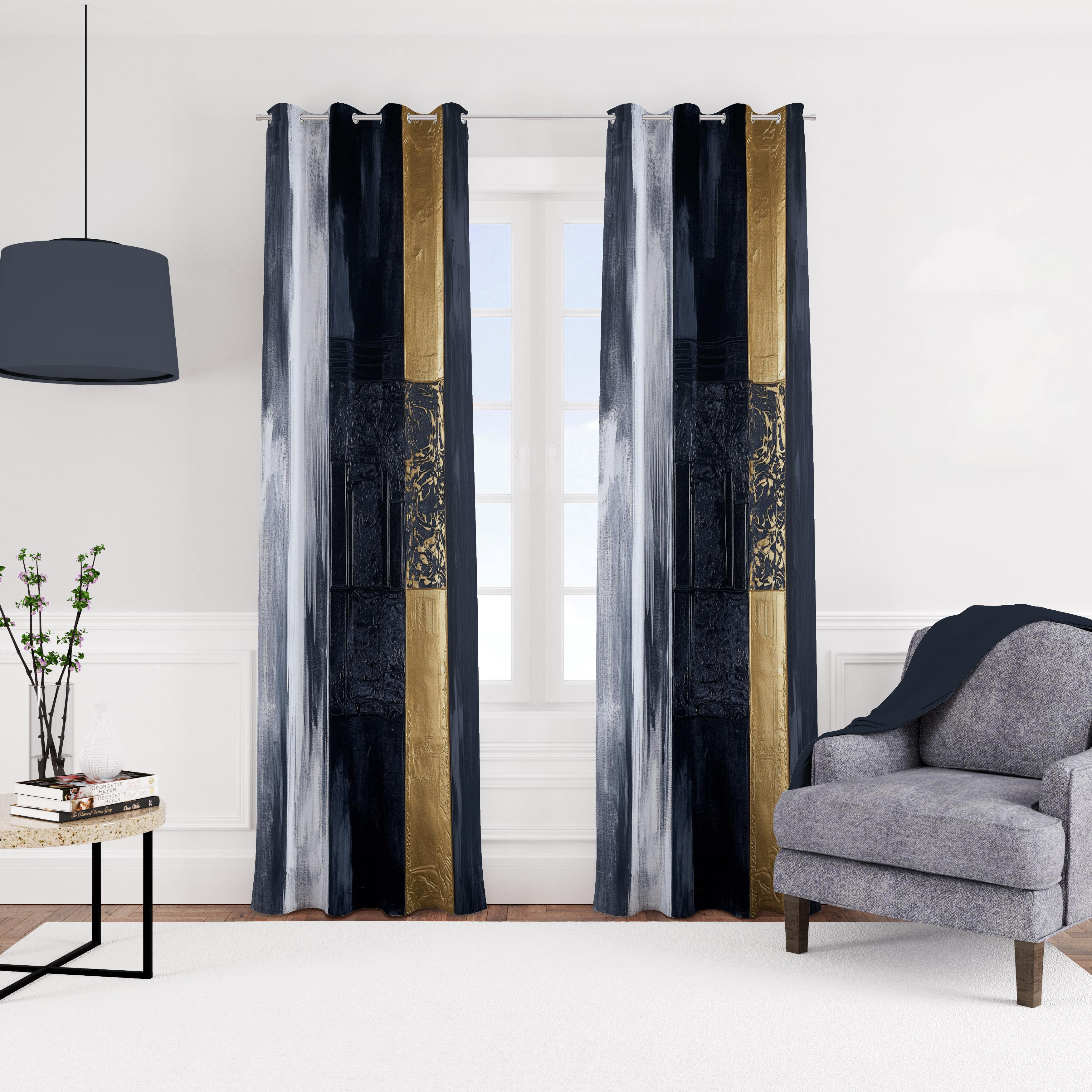 Velvet curtain with rings, 140 x 270 cm, one piece - multi-colored