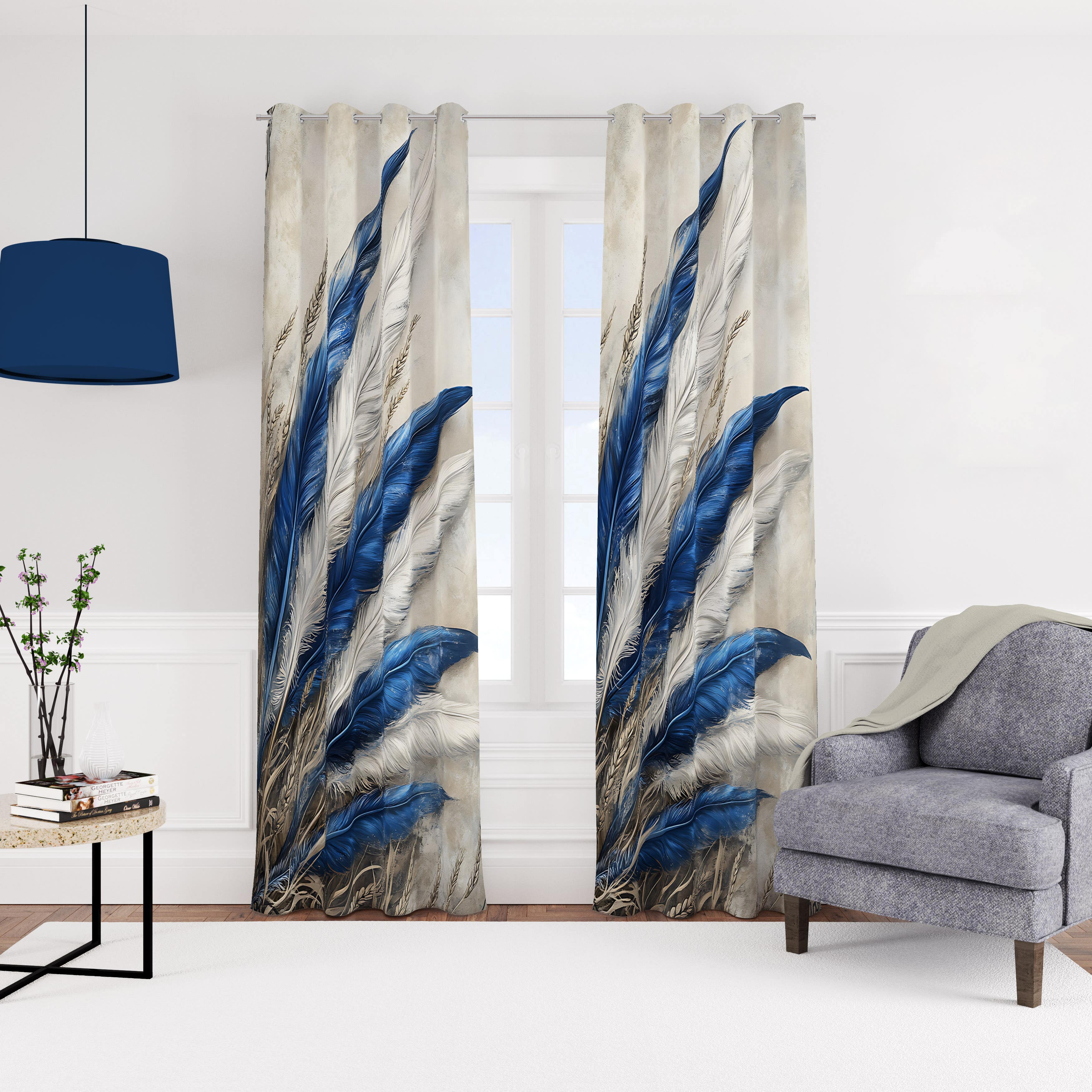 Velvet curtain with rings, 140 x 270 cm, one piece - multi-colored