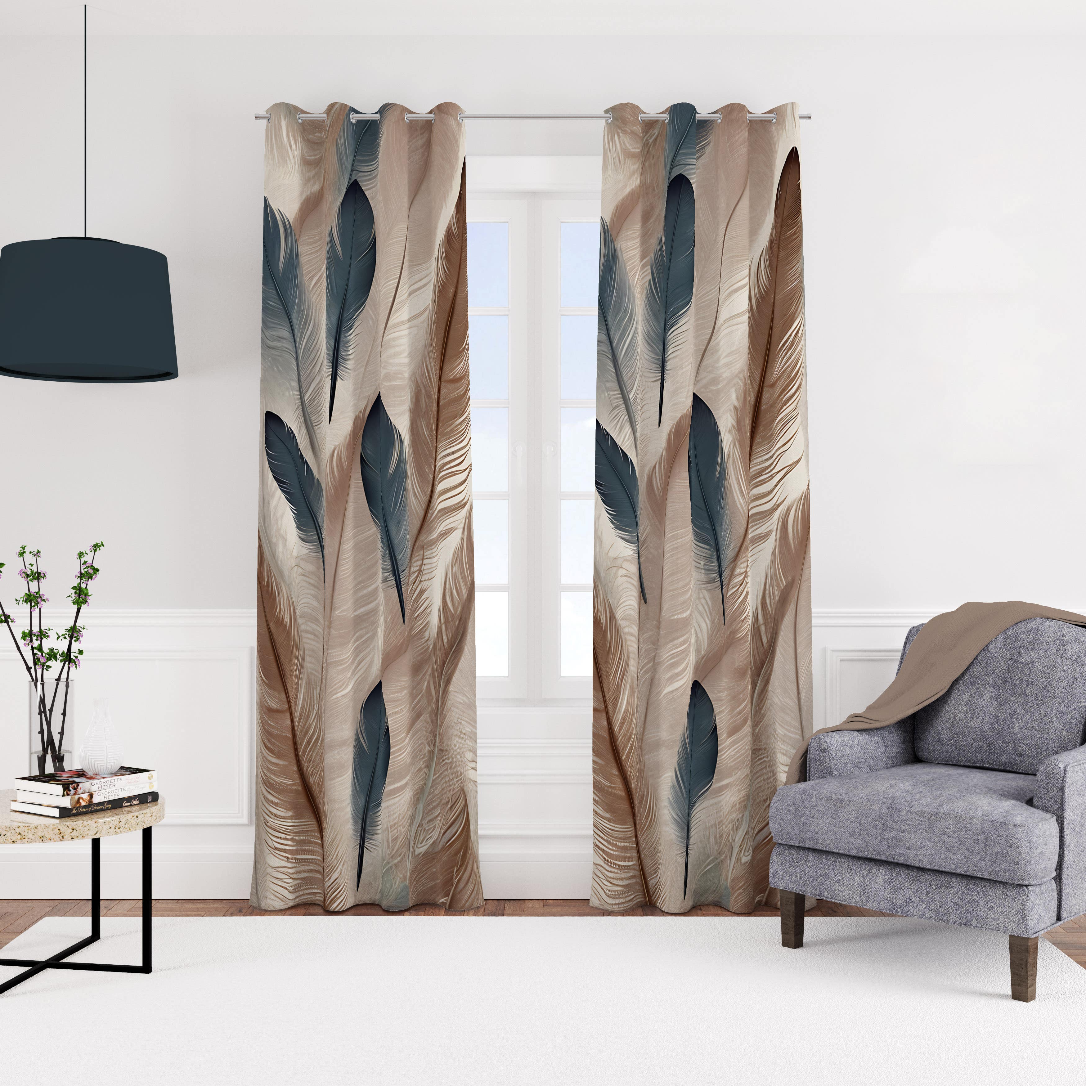 Velvet curtain with rings, 140 x 270 cm, one piece - multi-colored