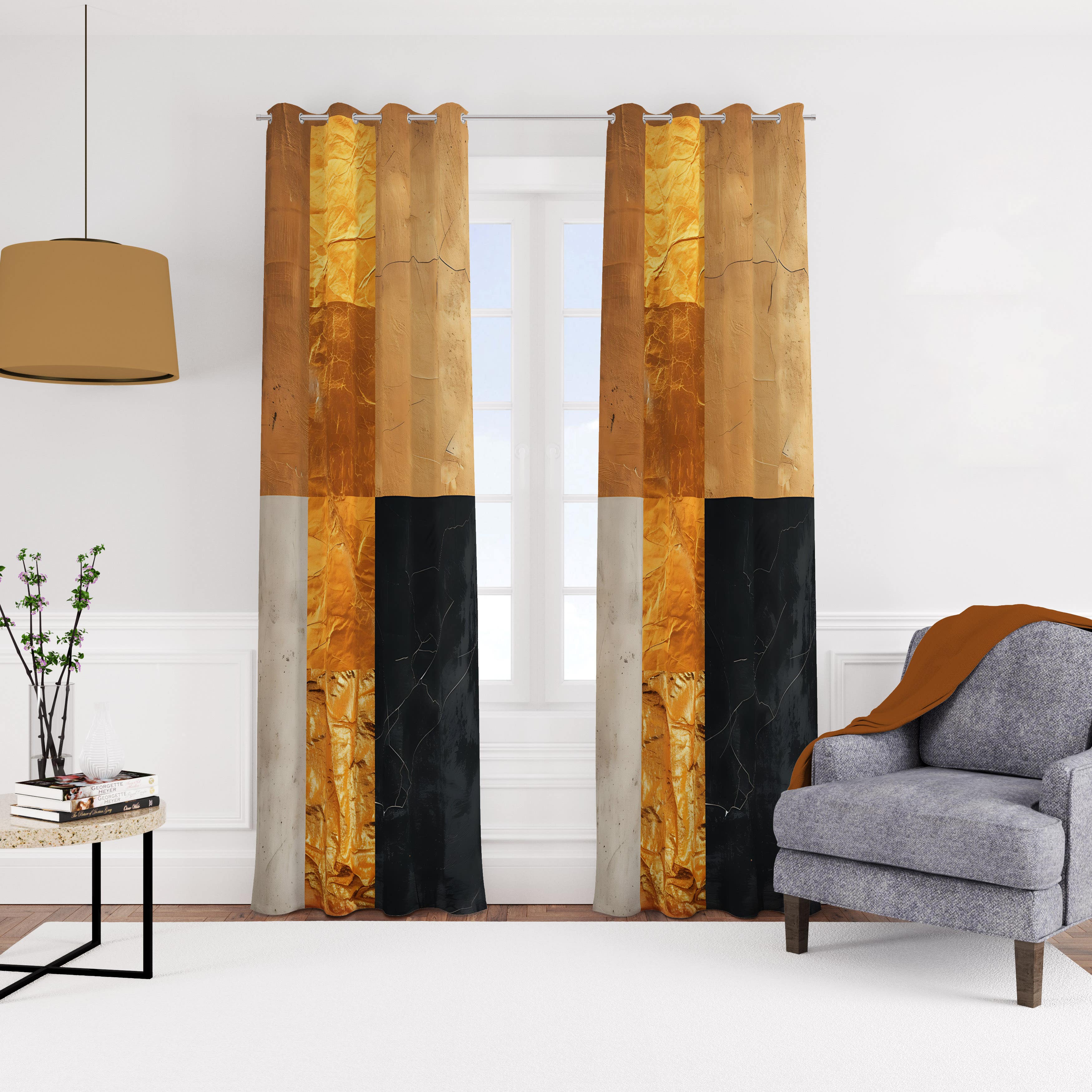 Velvet curtain with rings, 140 x 270 cm, one piece - multi-colored