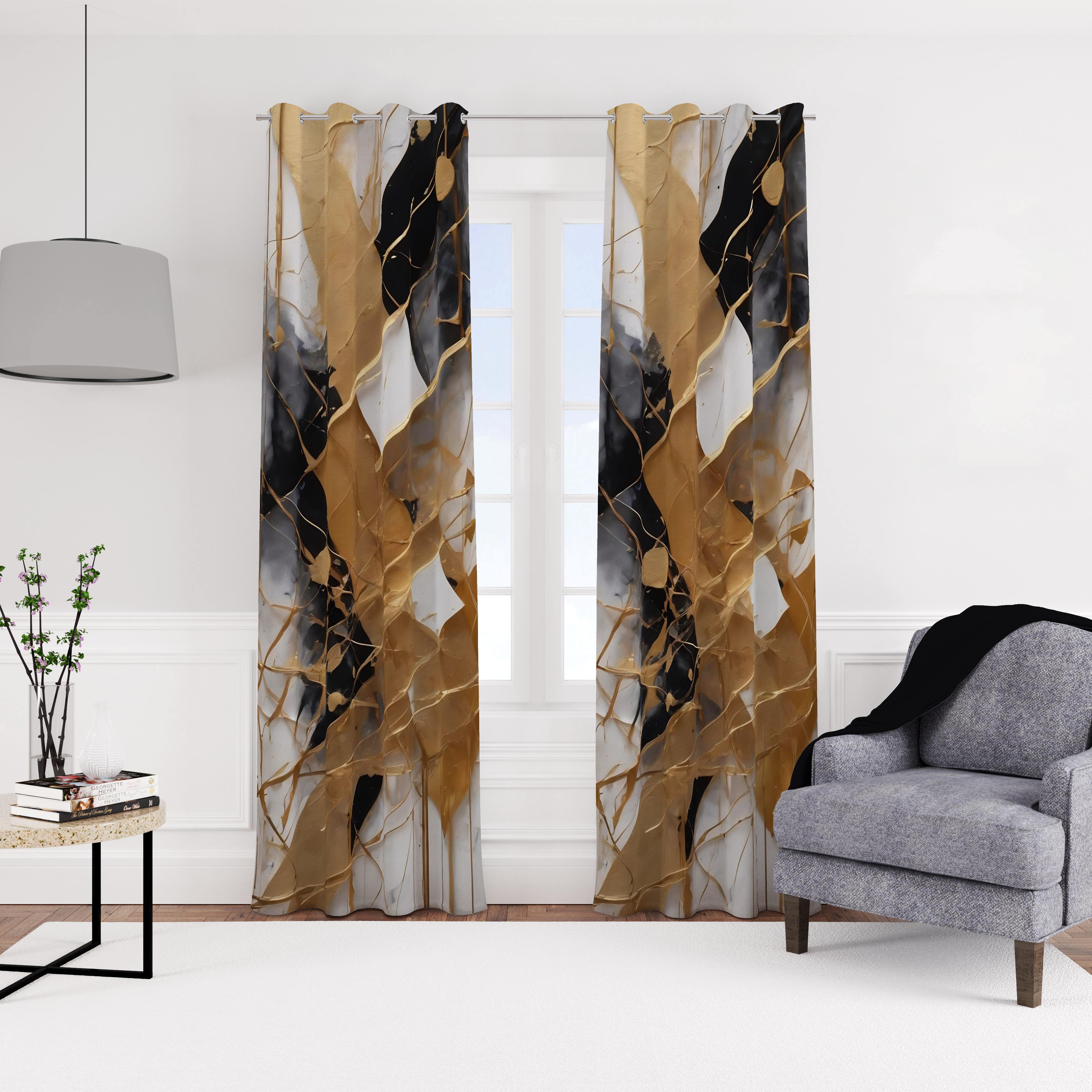 Velvet curtain with rings, 140 x 270 cm, one piece - multi-colored