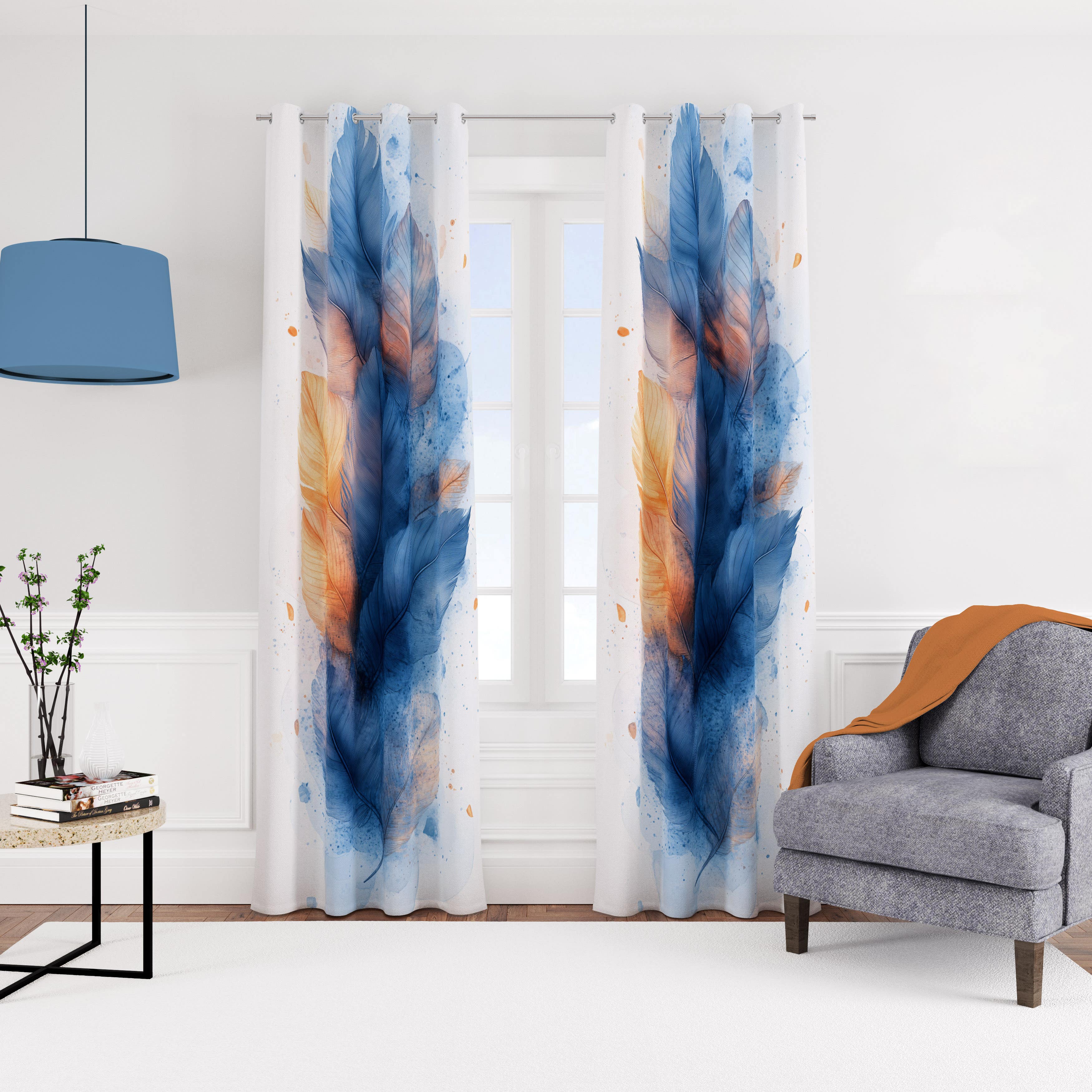 Velvet curtain with rings, 140 x 270 cm, one piece - multi-colored