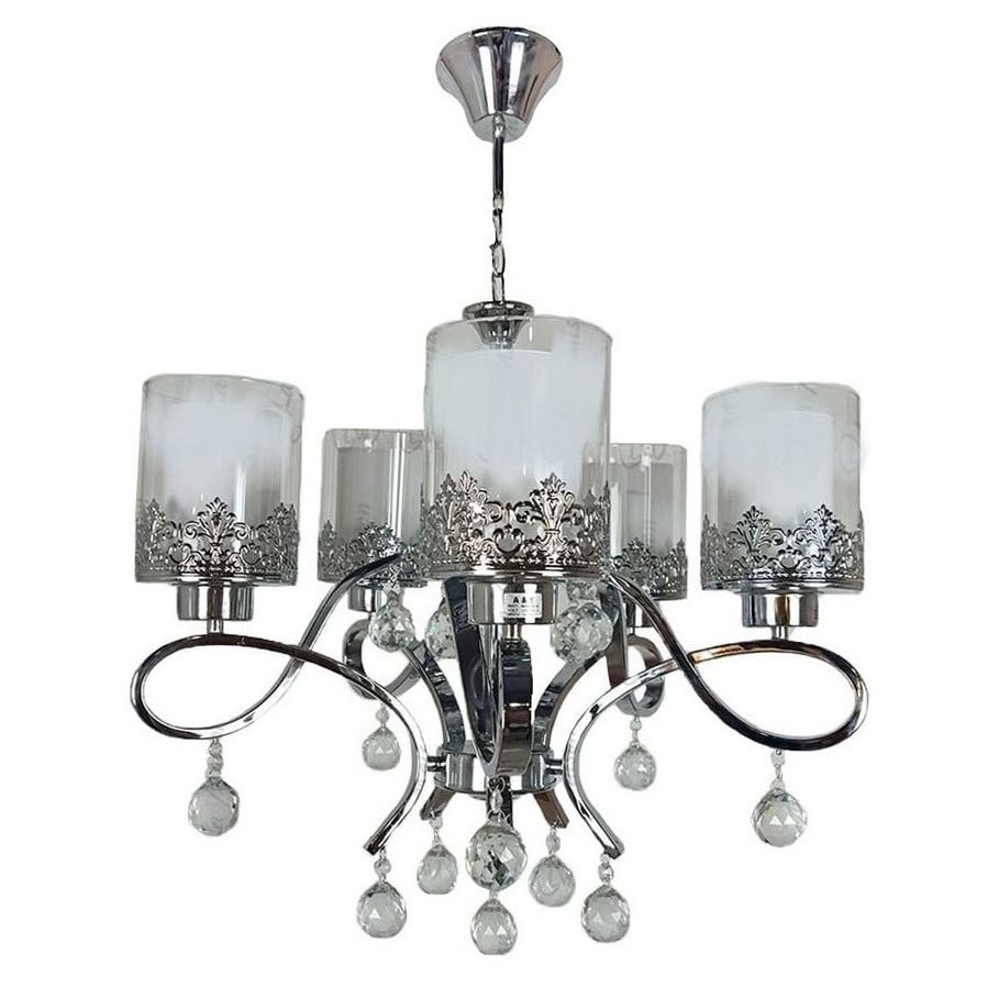 Modern Chandelier, 5 Bulbs, 80×60 - Silver
