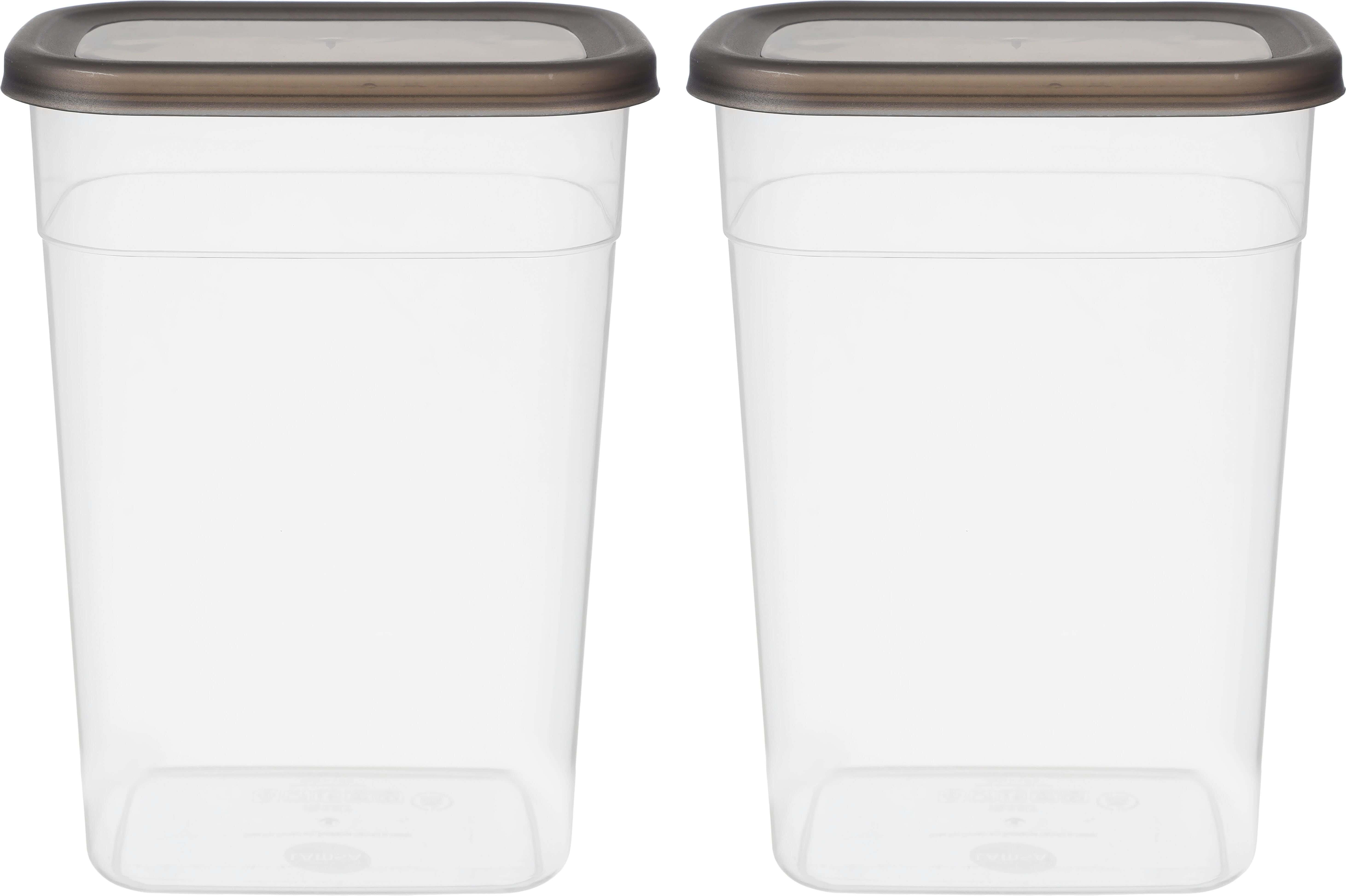 Lamsa Plast Plastic Legumes Box Set, 2 Pieces, 2500 ml - Dark Grey Clear