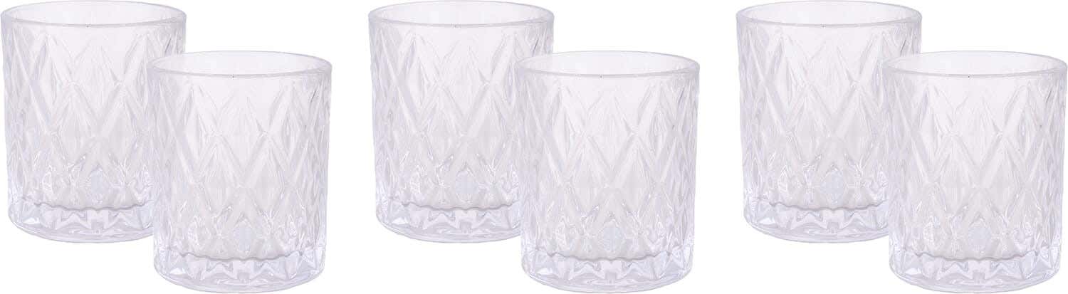 Glass Cups Set, 6 Pieces, 300 ml - Clear