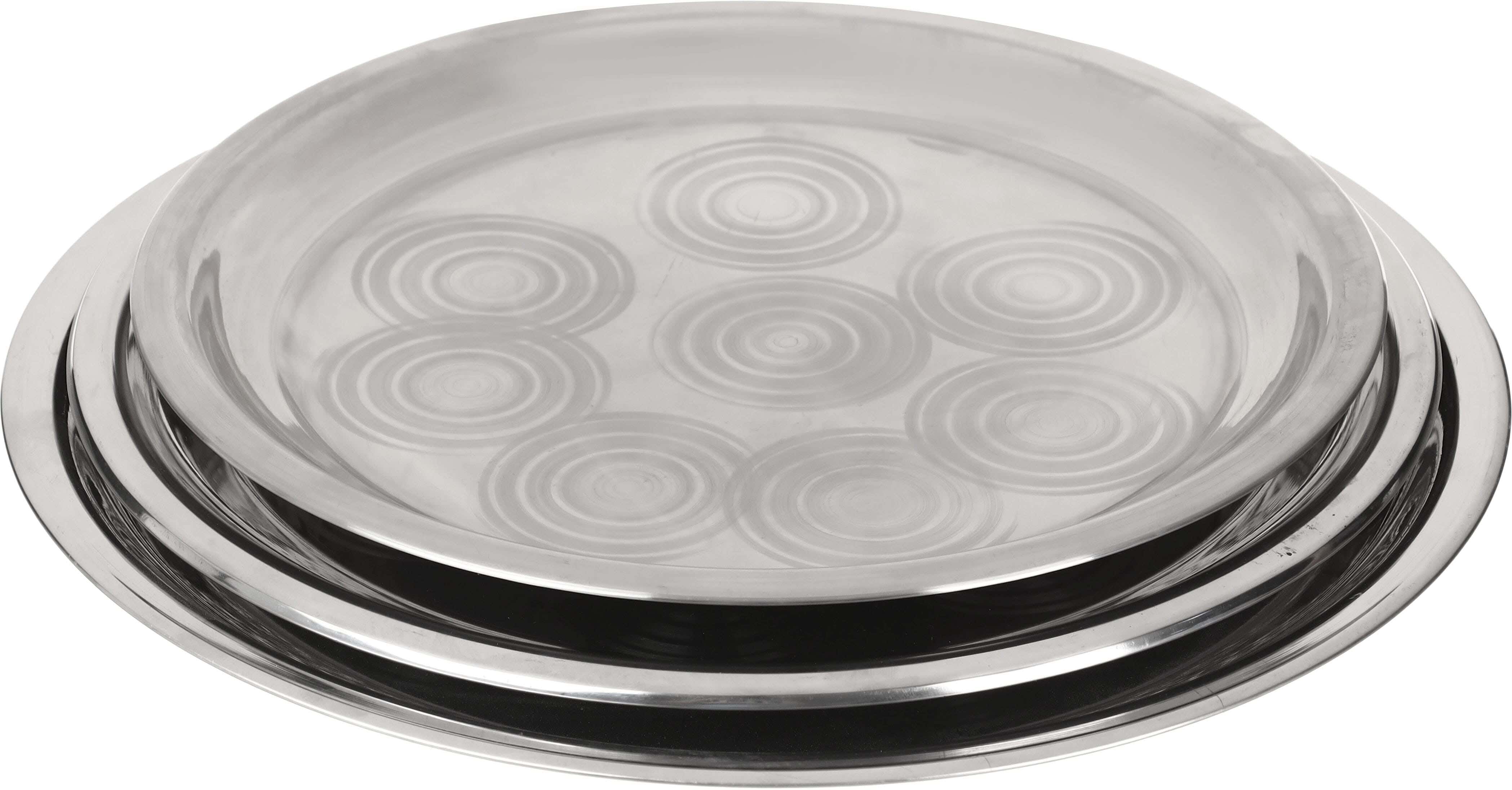 Chef Cook Stainless Steel Serving Tray Set, 3 Pieces - Silver