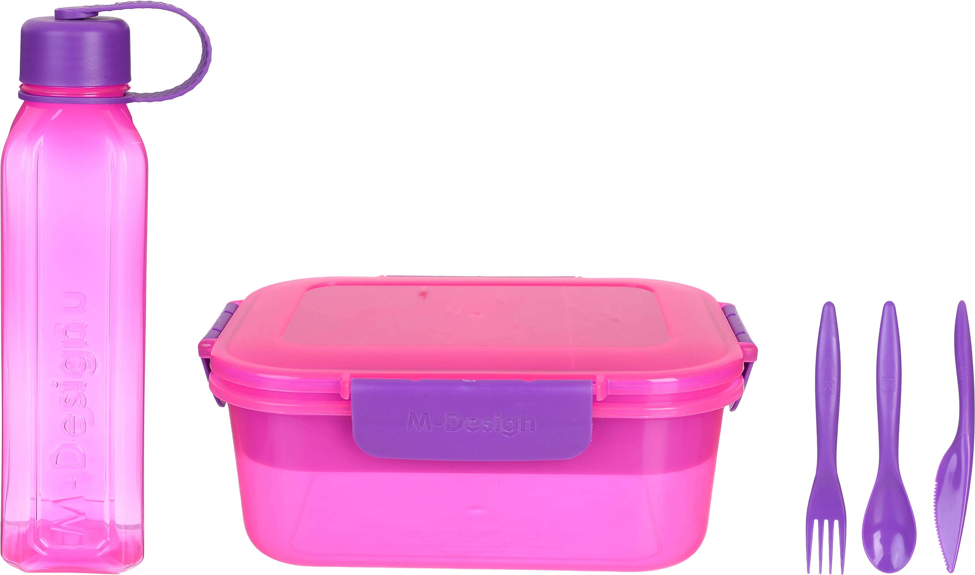 M Design Plastic Lunch Box Set, 5 Pieces - Fuchsia