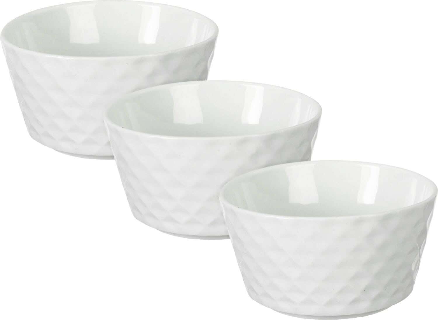 Round Porcelain Bowl Set, 3 Pieces, 11 cm - White