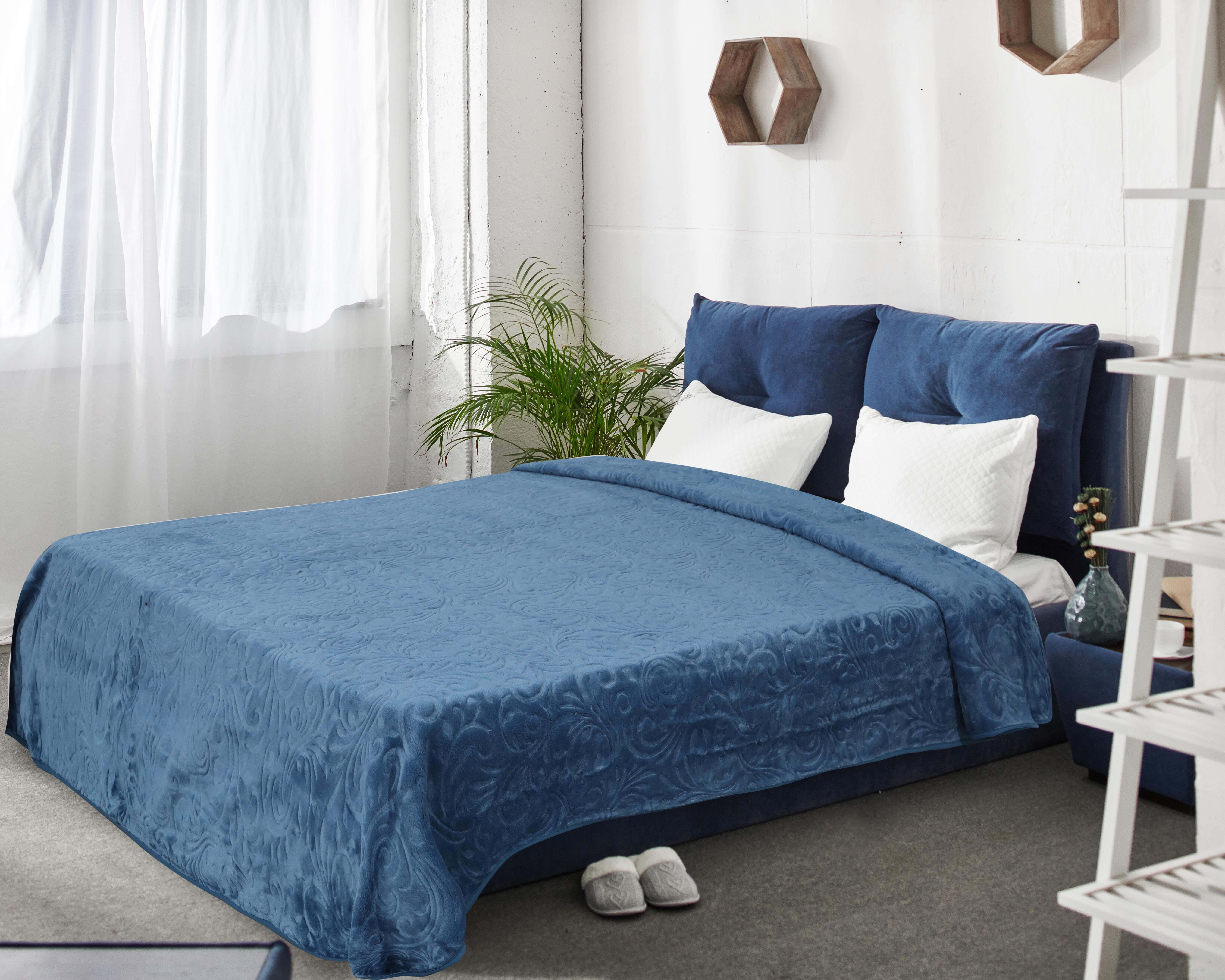 Hobby Plain Velvet Blanket, 240×220 cm, 3700 Grm - Petrol