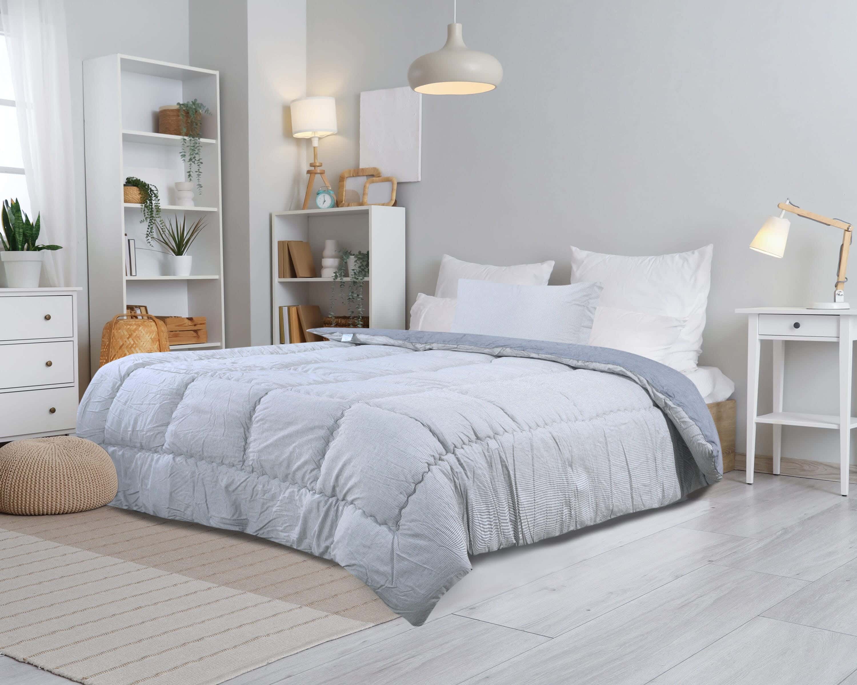 Al Maamoun Cotton Quilt Set, 2 Pieces, 240x180 cm, Approximately 4000 gm - Grey