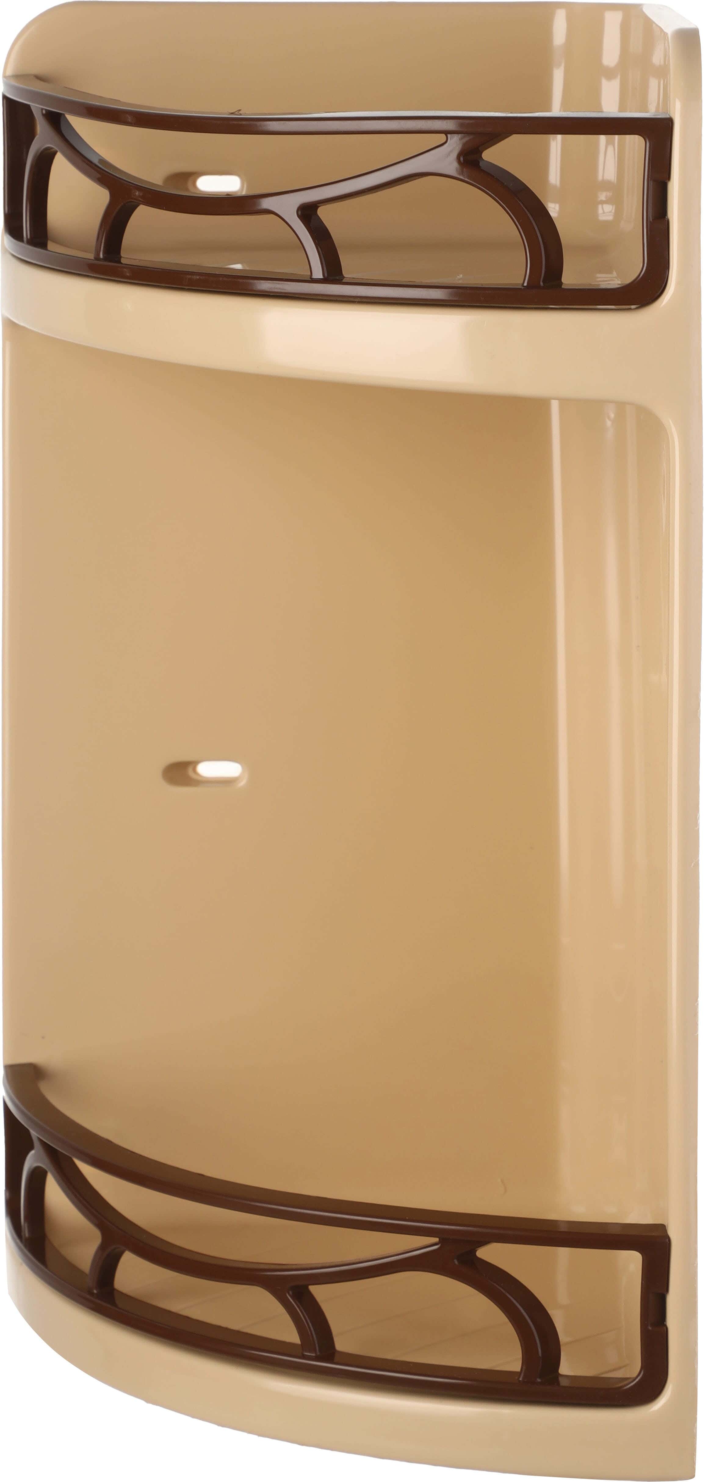 Lamsa Plast Plastic bathroom corner, 2 Tiers, 19×19×41 cm - Beige Brown