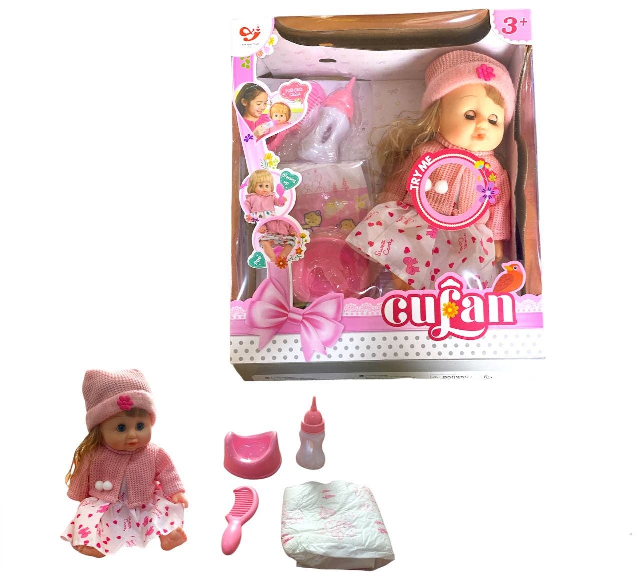 Alsafwa T-284 Baby Born Doll Toy for Girls - Pink