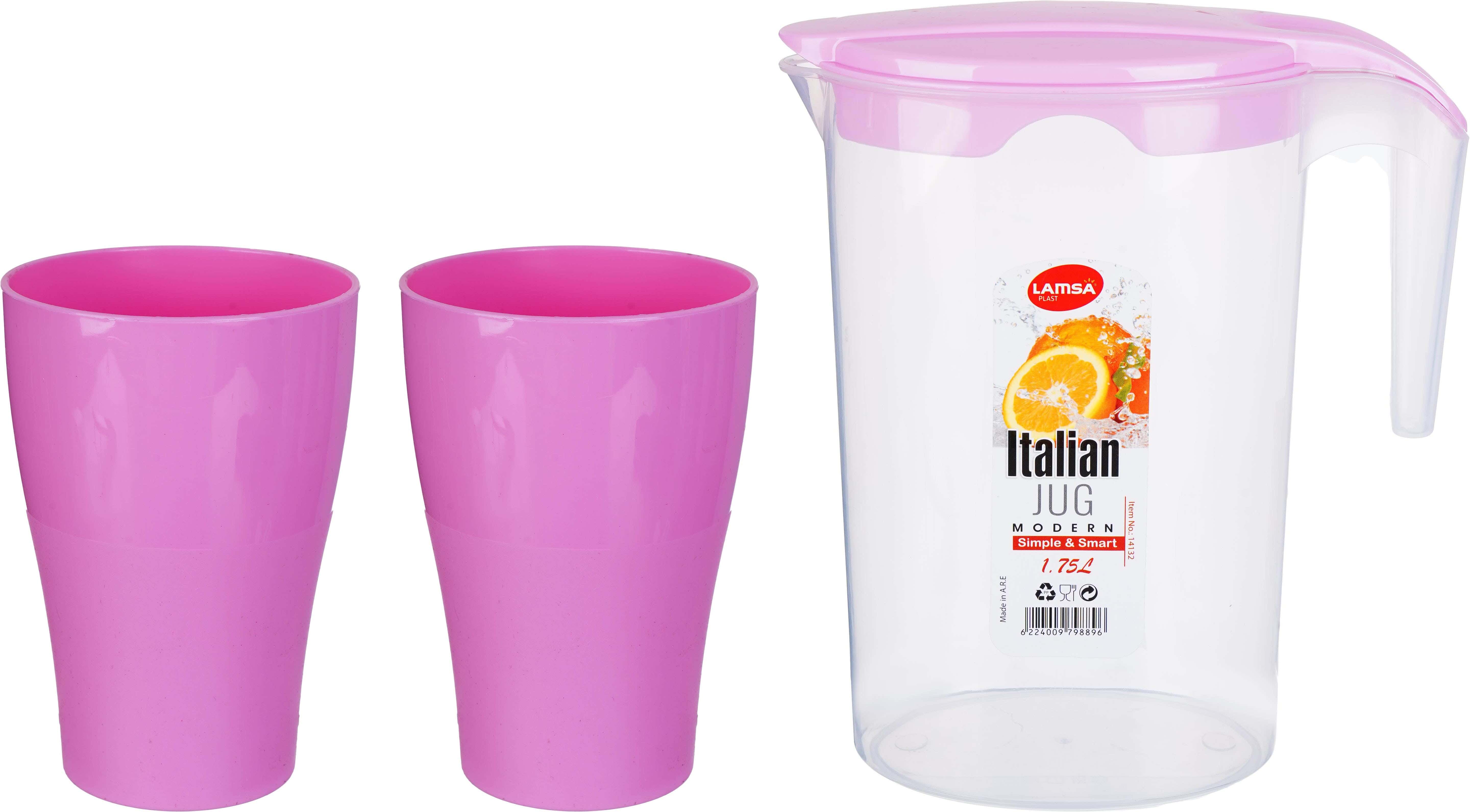 Lamsa Plast Plastic Flask Set, 3 Pieces - Clear Pink