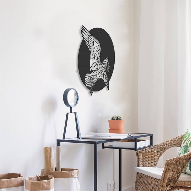 Decorative Wall Hanging, MDF Wood, 100×100×0.5 - Black