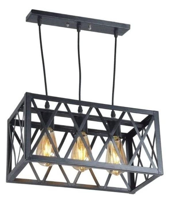 Modern triple chandelier, 70 x 40 cm - black