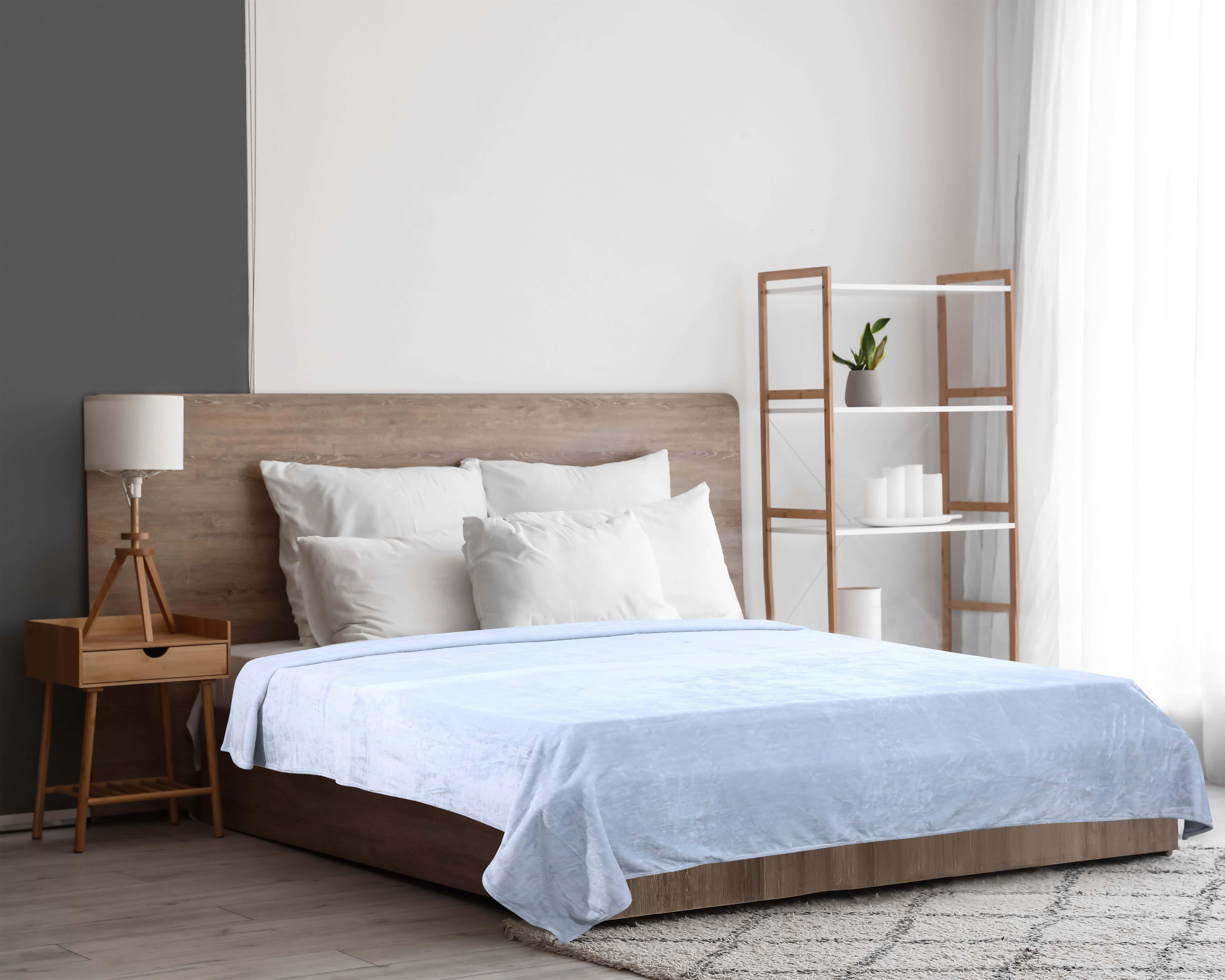 Aslan Velvet Bed Heater, 220×240 cm, approximately 1800 gm - Light Grey