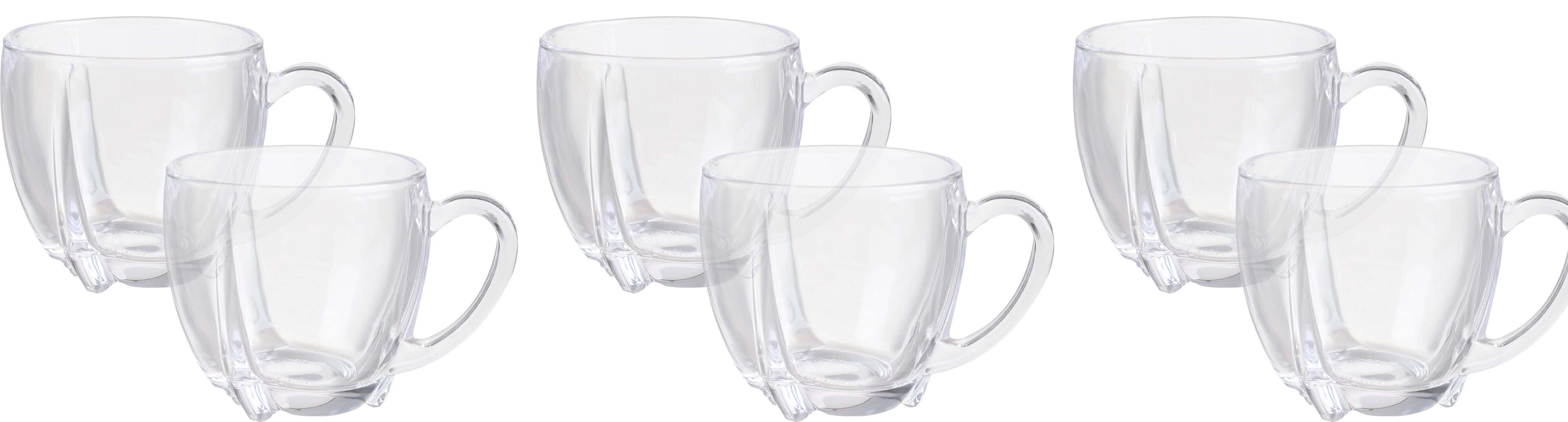 BlinkMax Glass Mug Set, 6 Pieces, 205 ml - Clear