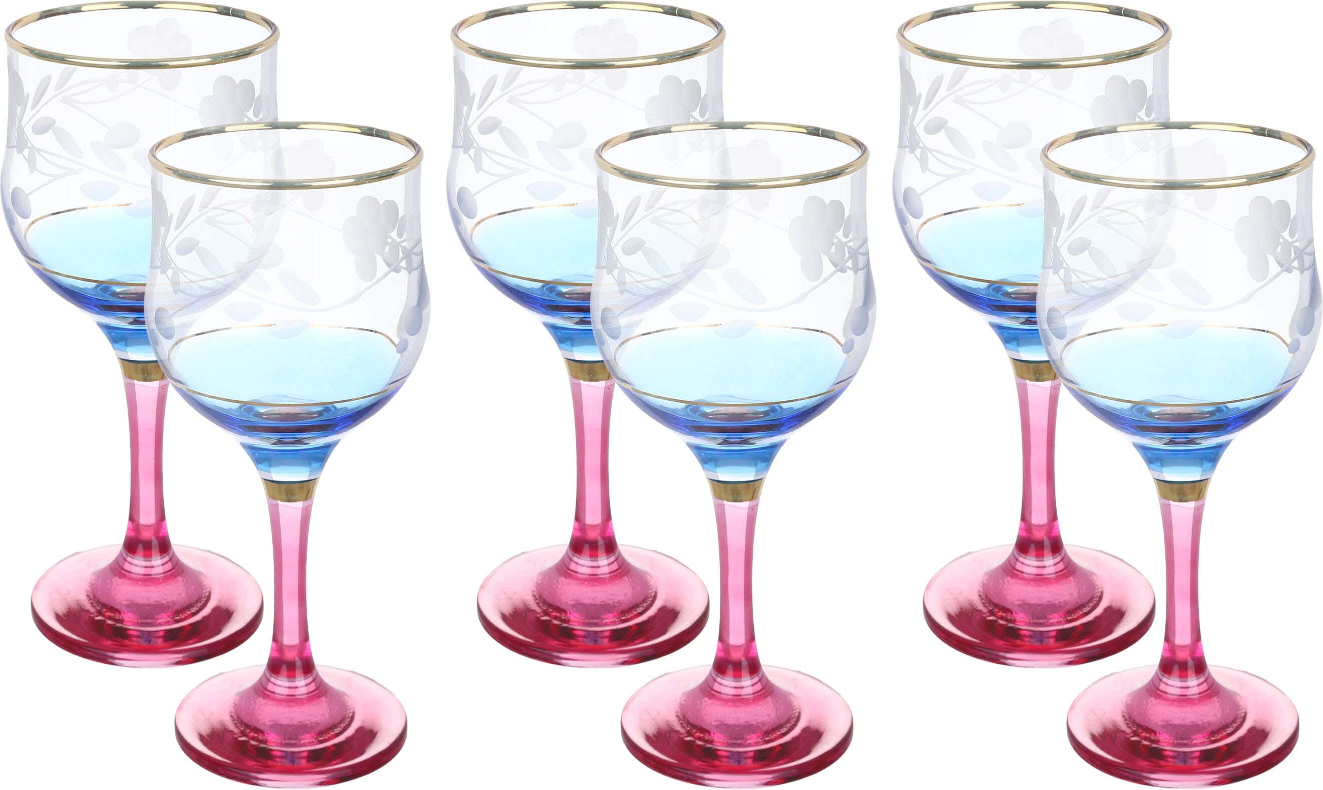 Bohemian Tulip Glass Set, 6 Pieces - Multicolor