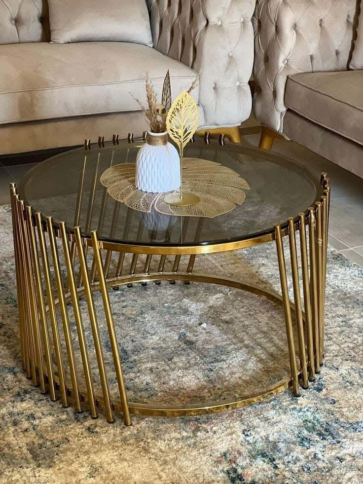 Metal coffee table, 70x45x70 cm - Gold