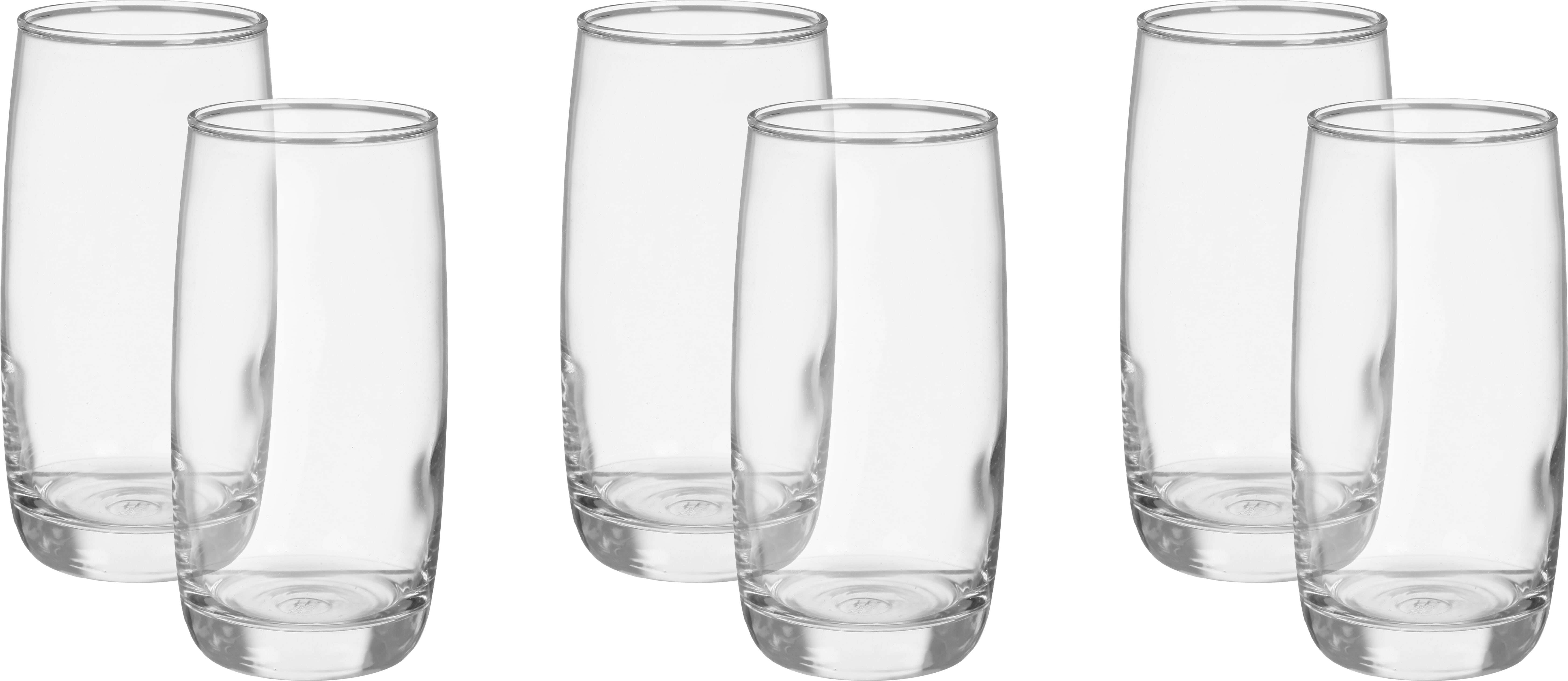 Ocean Glass Juice Cup Set, 6 Pieces, 370 ml - Clear
