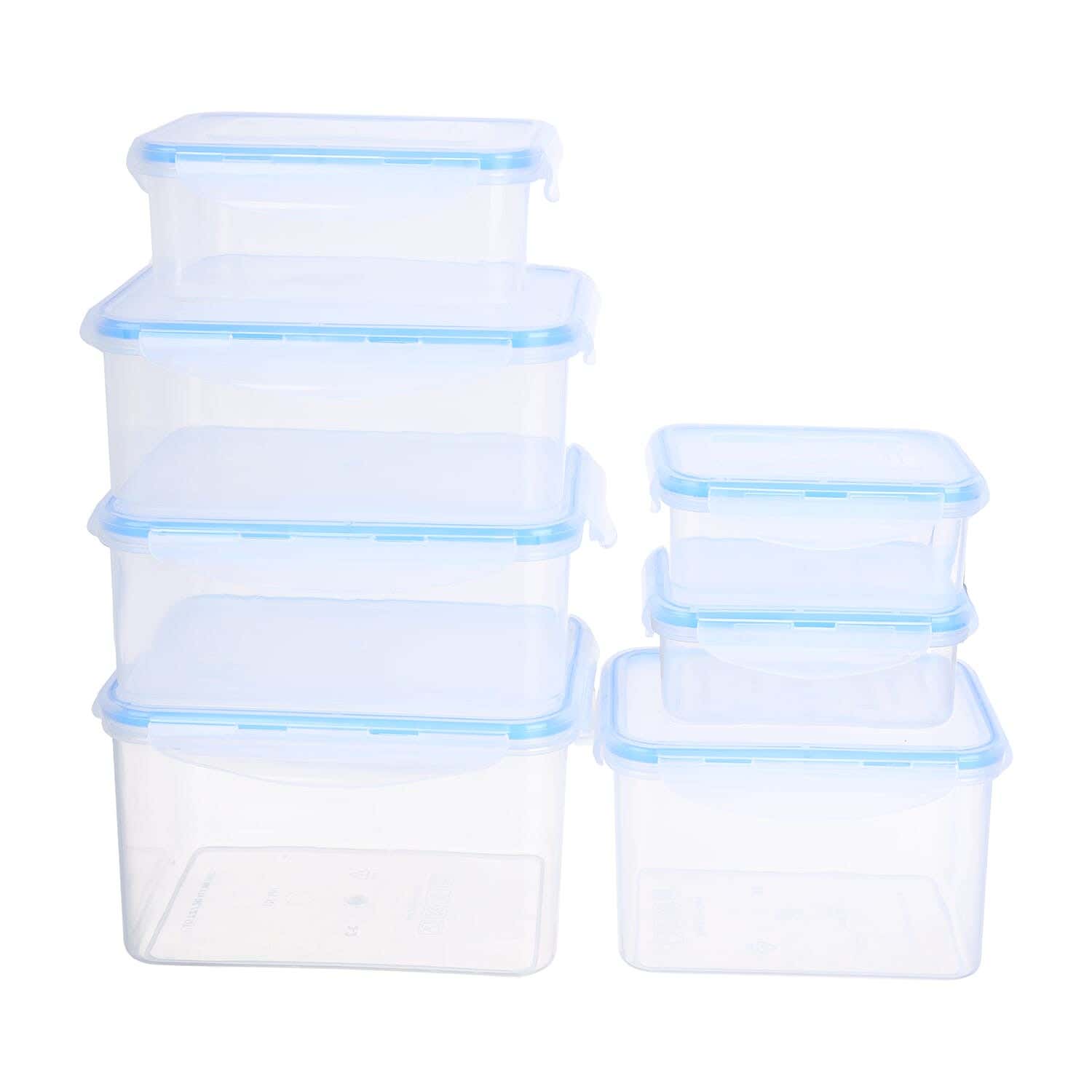 Plastic Food Storage Container Set, 7 Pieces - Clear