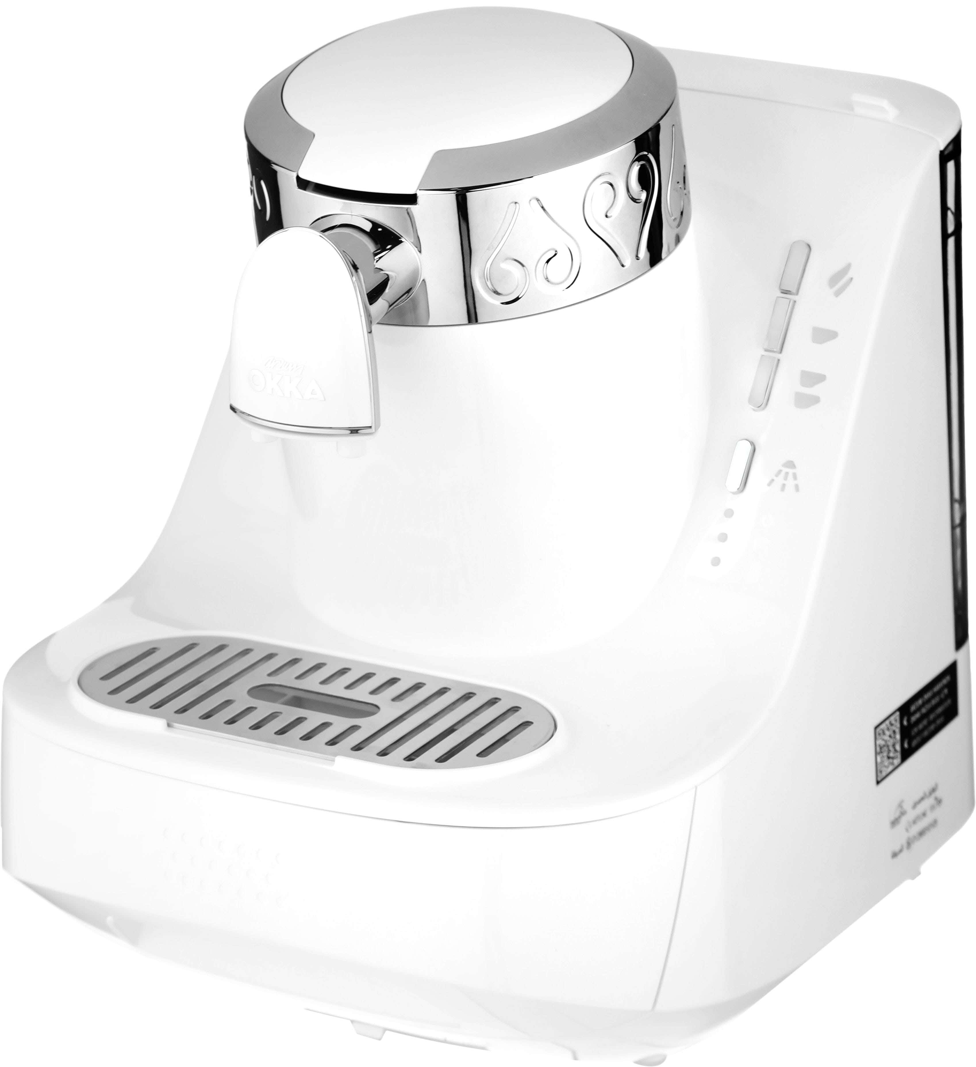 OKKA OK002 Turkish Coffee Maker, 710 Watt, 2 Cup Capacity - White Silver