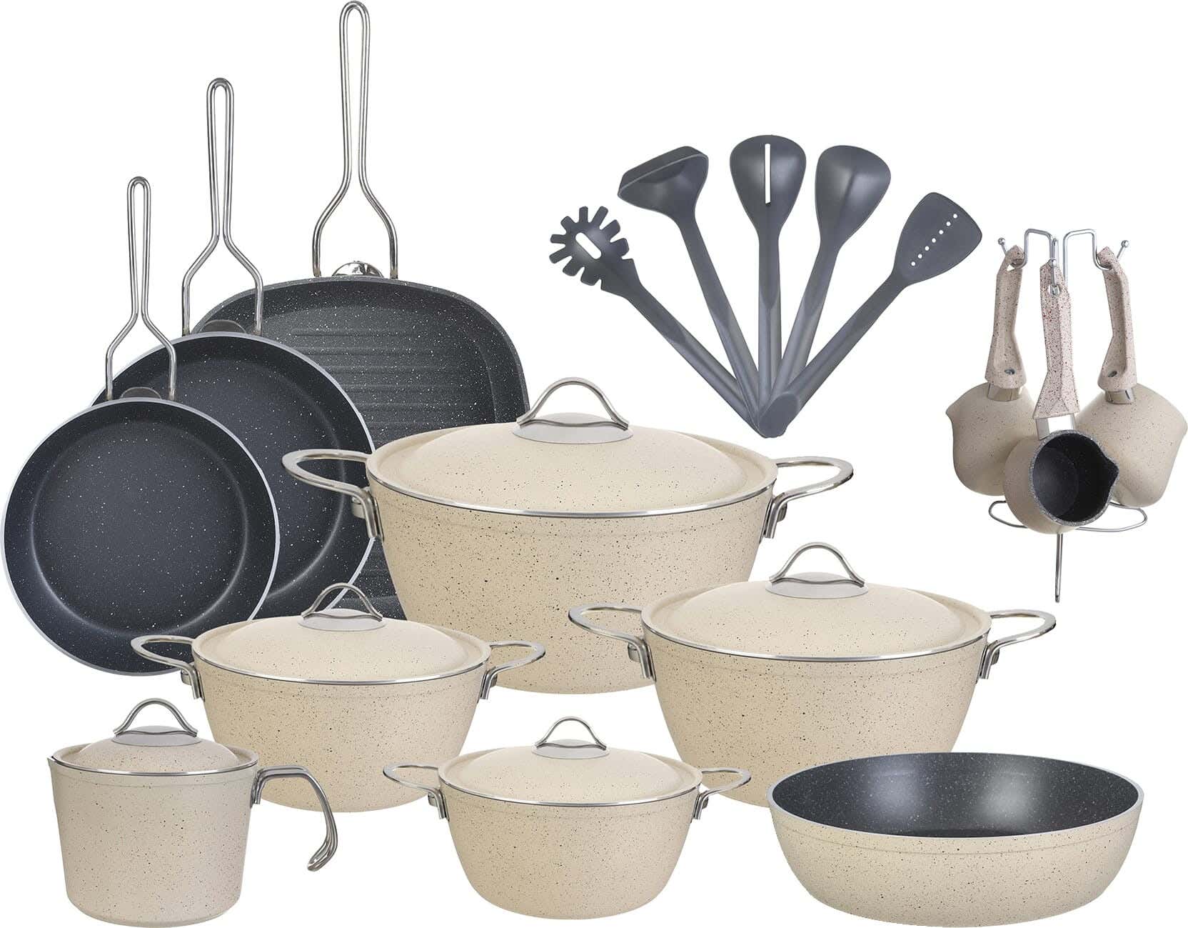 Vision Granite Pots Set, 23 Pieces - Beige