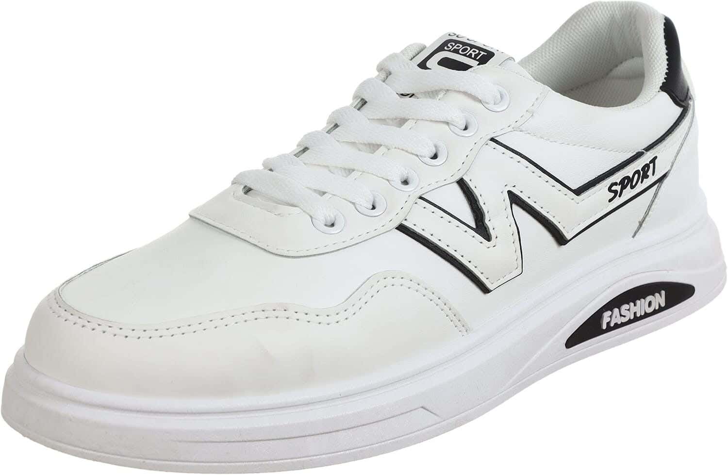 Leather Sneakers for Men, 42 EU - White Black