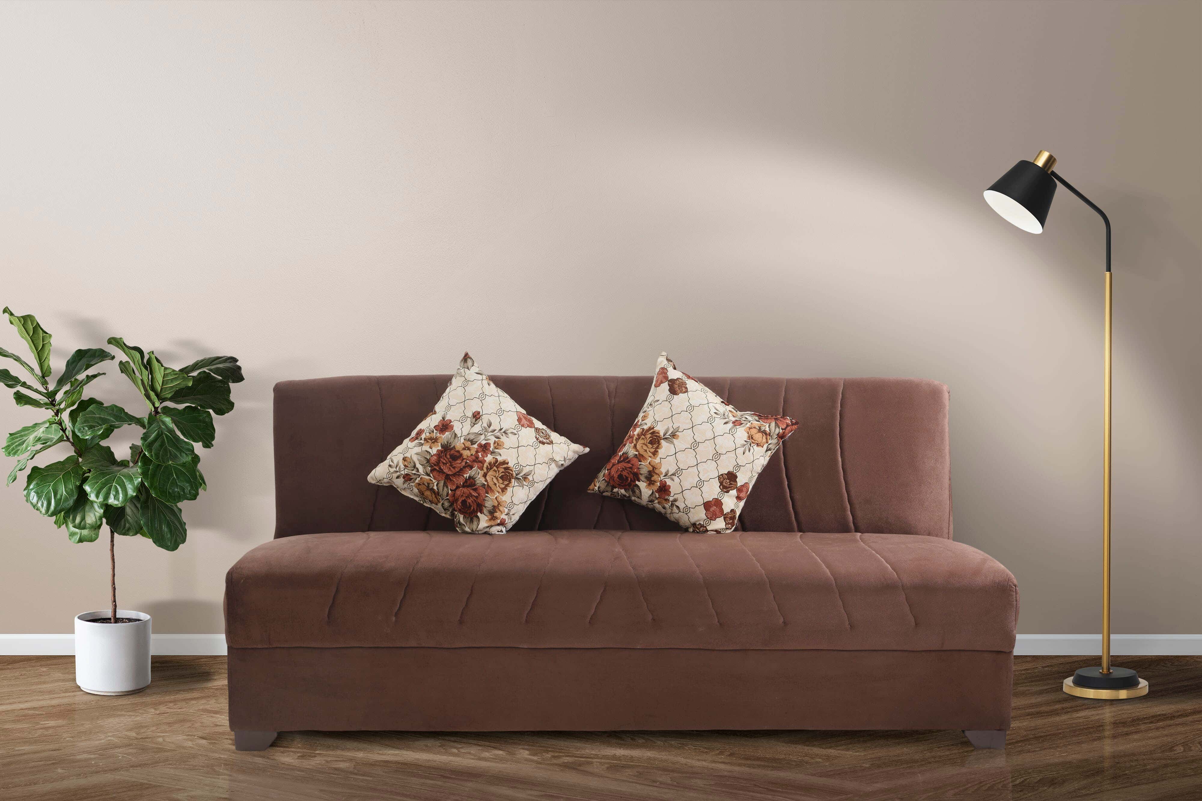 Musky Wood Sofa Bed without Handle, 3 Seats Sofa, 180x85x55 cm - Brown