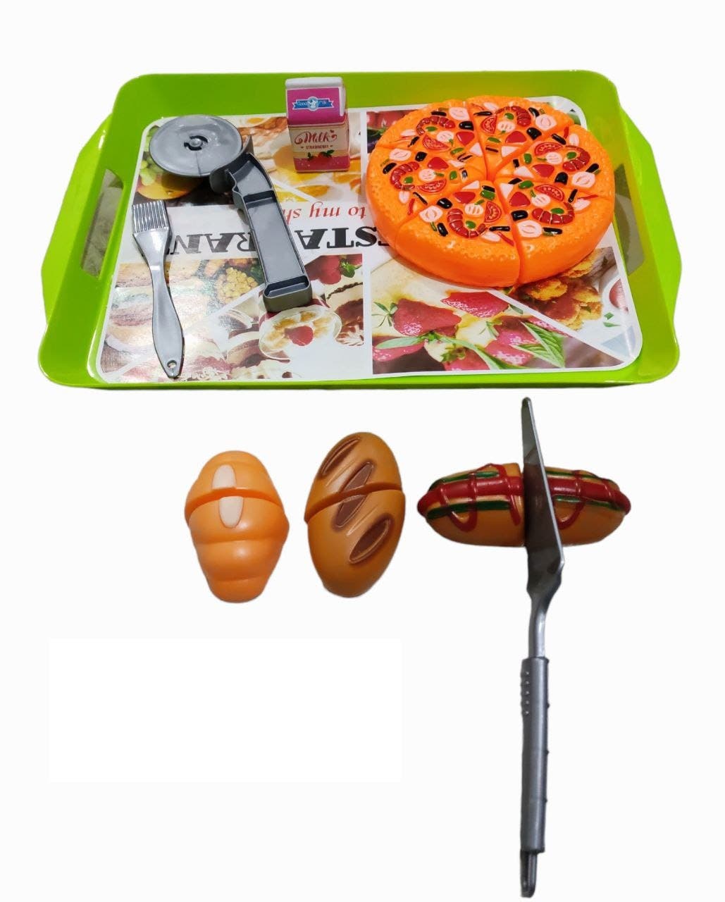 Alsafwa W19-19-2 Pizza And Croissant Toy for Unisex Children - Multicolor