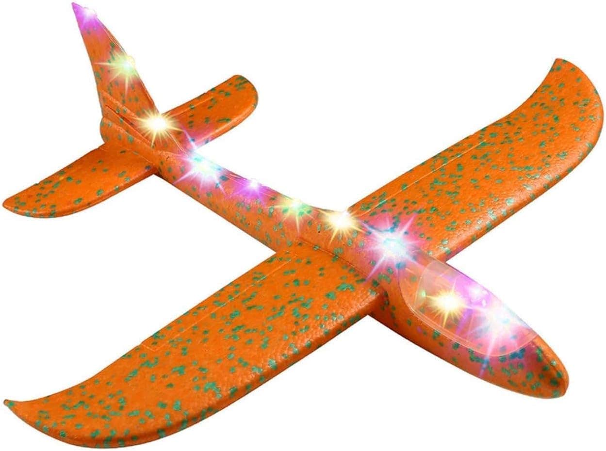 Airber Light Up Design Polystyrene Foam Plane Gliders - Orange