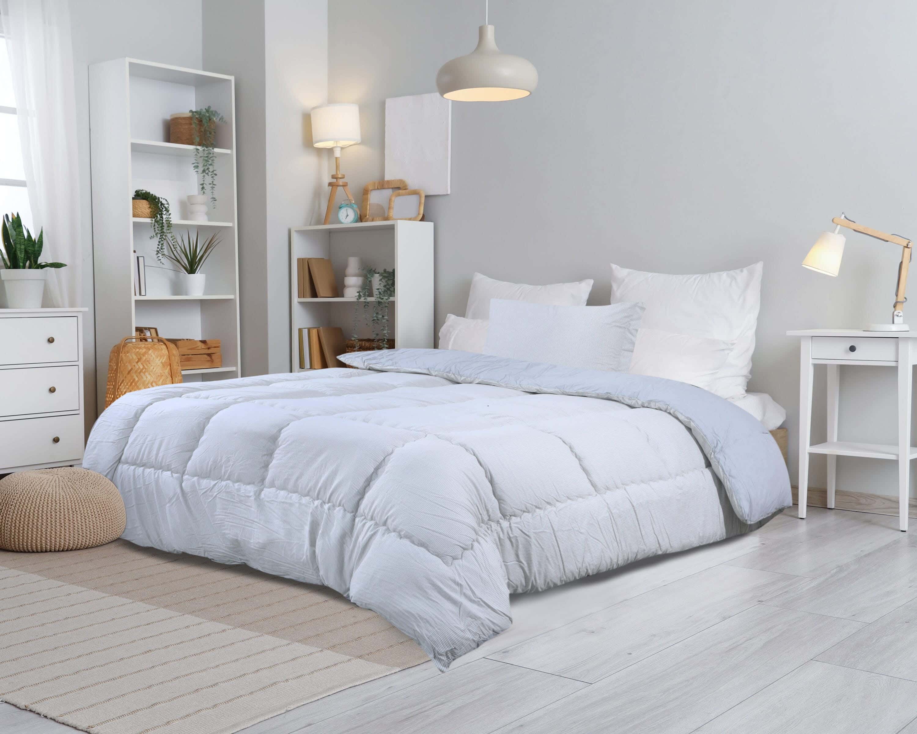 Al Maamoun Cotton Quilt Set, 2 Pieces, 240x180 cm, Approximately 4000 gm - Grey