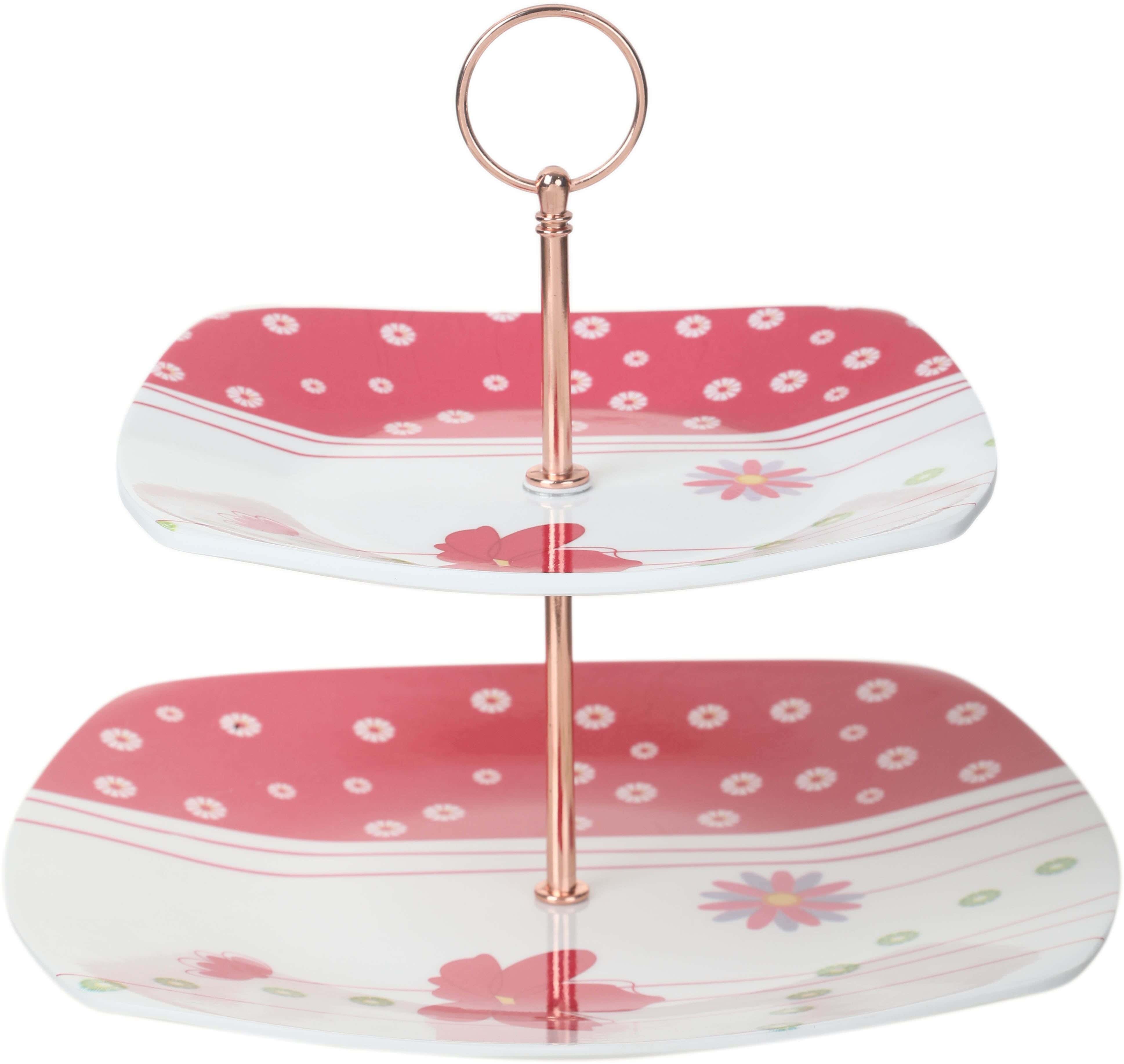 Al Sharif Melamine Square Candy Rack, 2 Floor, 21×35 cm -White Fushia