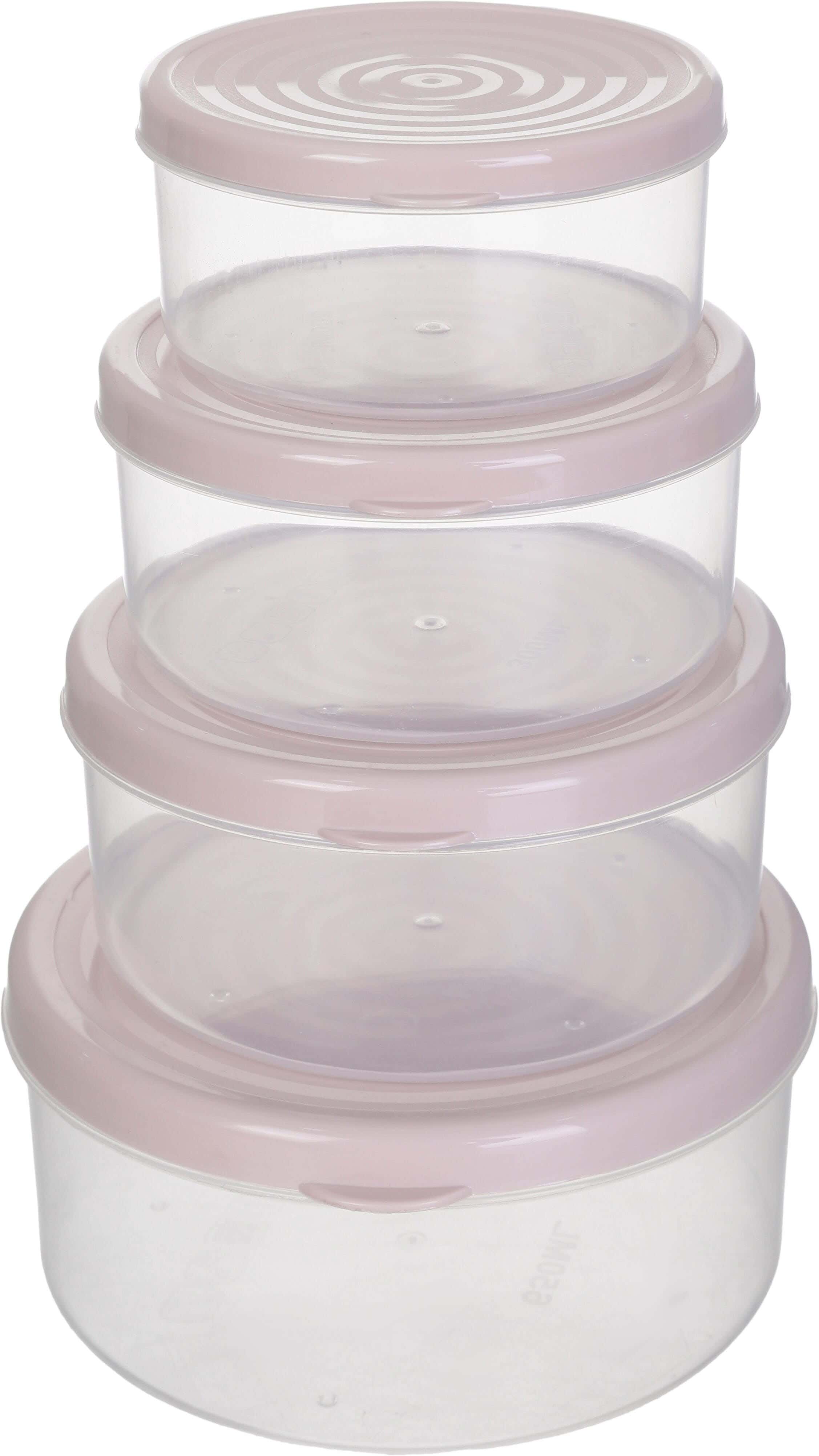 El Watanya Round Plastic Refrigerator Box Set, 4 Pieces - Cashmere
