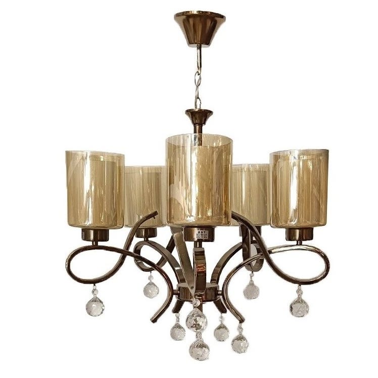 Modern Chandelier, 5 Bulbs, 80×60 - Brown