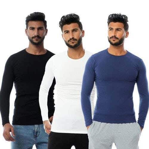 Dice Cotton Men Long Sleeve Undershirts Set, XL, 3 Pieces - Multicolor