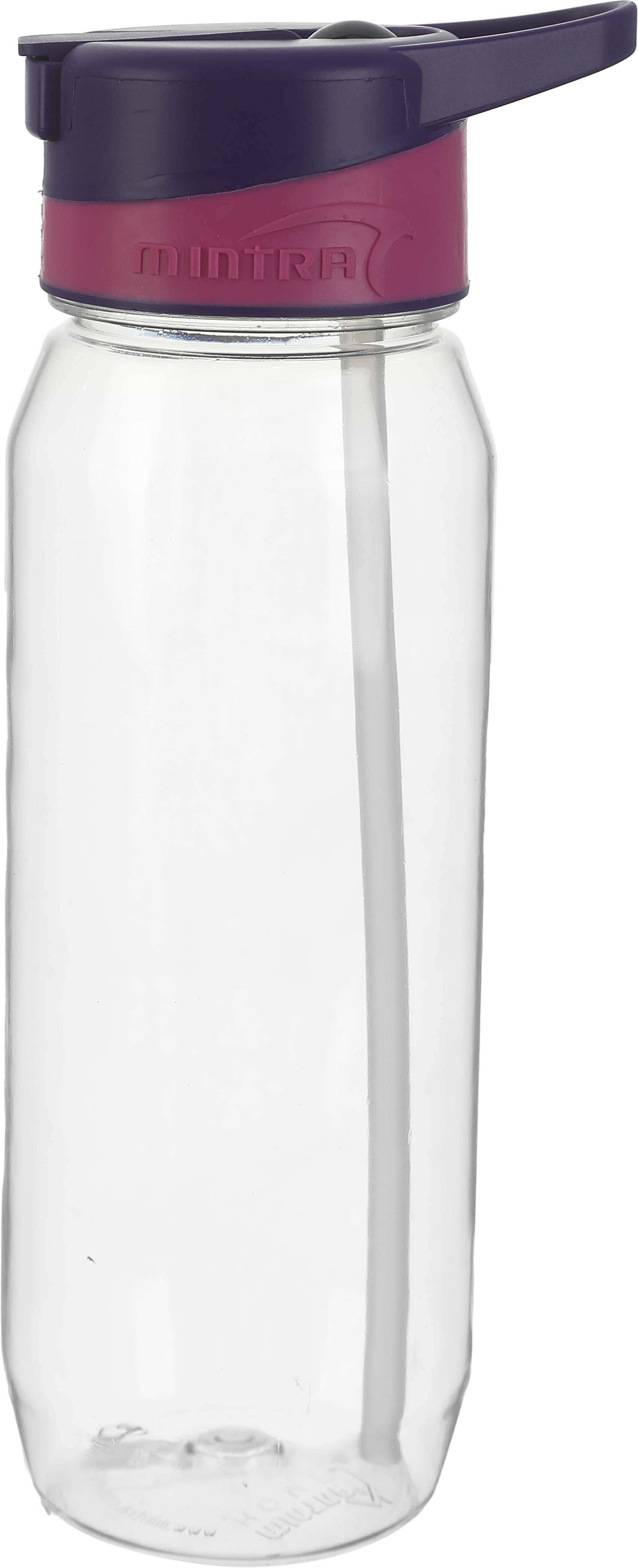 Mintra Plastic Sports Water Bottle, Shalimo Lid, 800 ml - Clear Purple