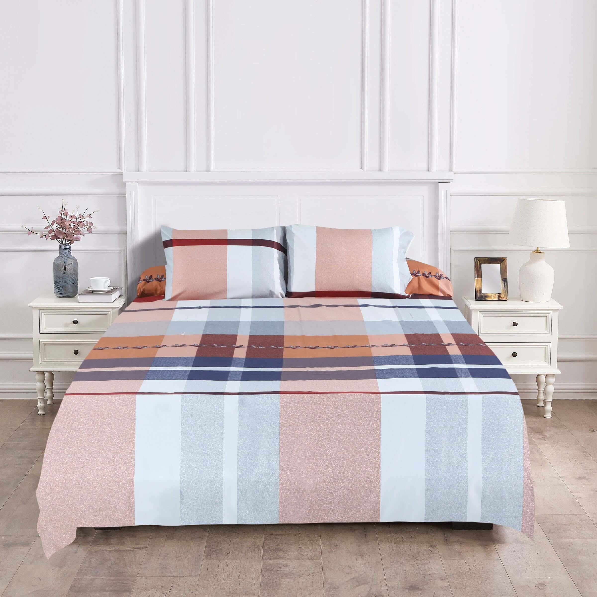 Forbed Microfiber Double Bed Sheet Set, 4 Pieces, 225×240 cm - Multicolor