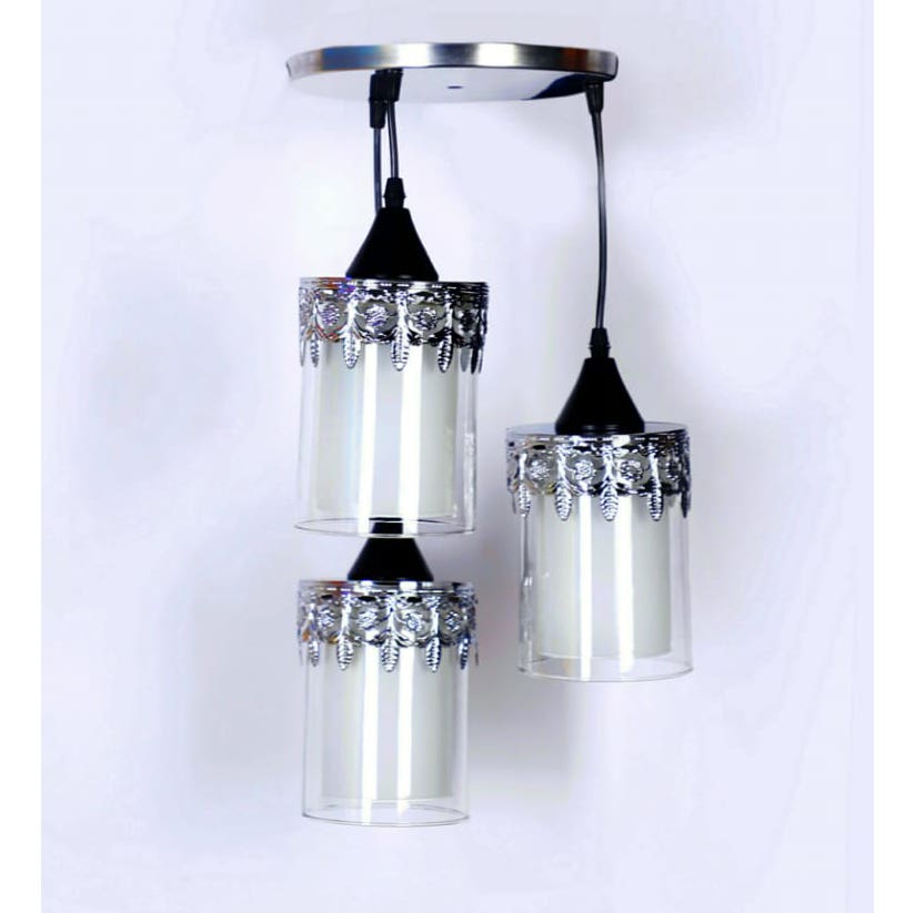 Modern Chandelier, 3 Bulbs, 80×60 - Silver