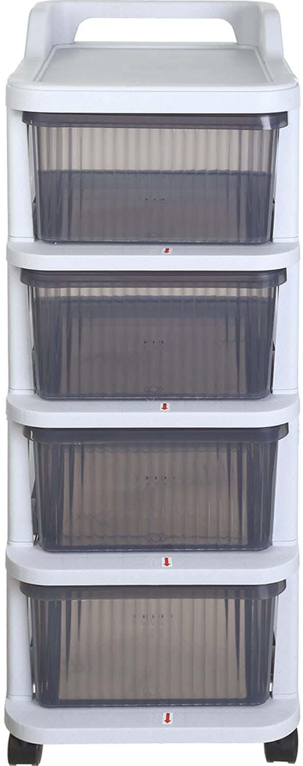 Al Wataneya Plastic Storage Racks, 4 Drawers, 38×29×87.5 cm - Grey White
