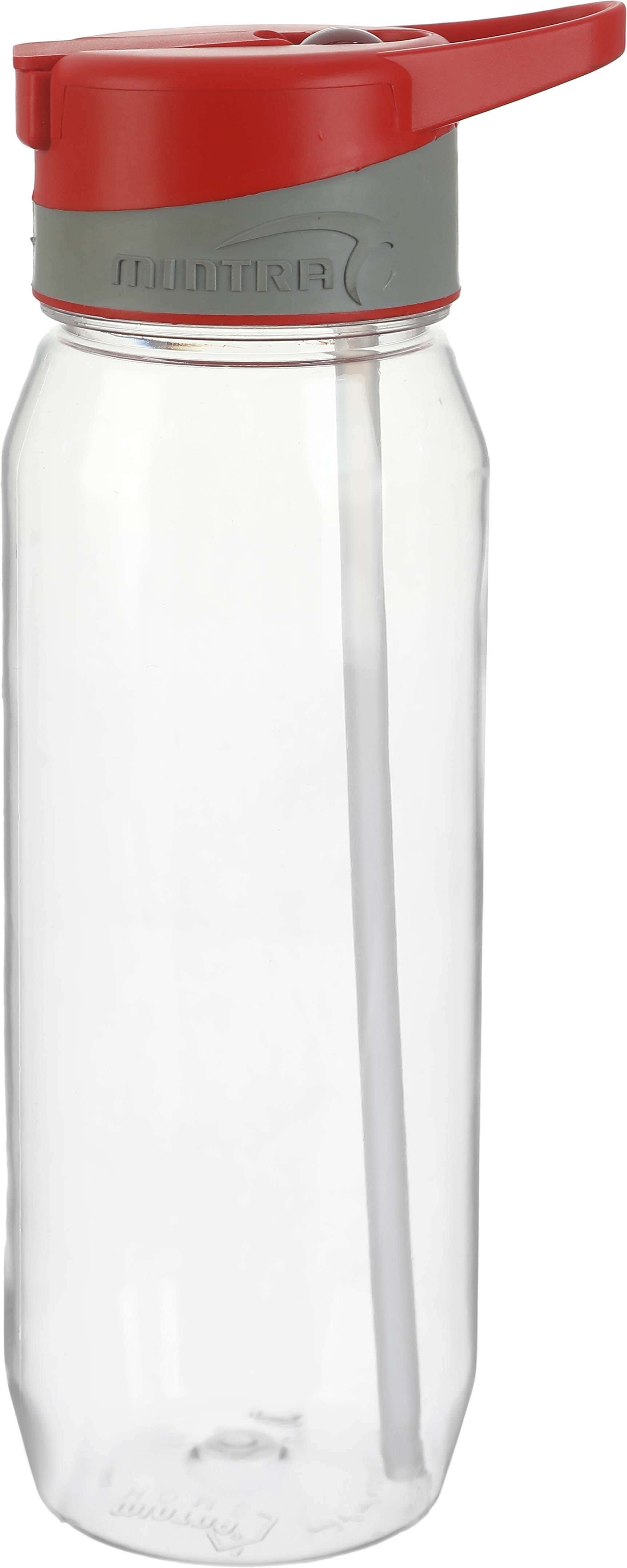 Mintra Plastic Sports Water Bottle, Shalimo Lid, 800 ml - Clear Red