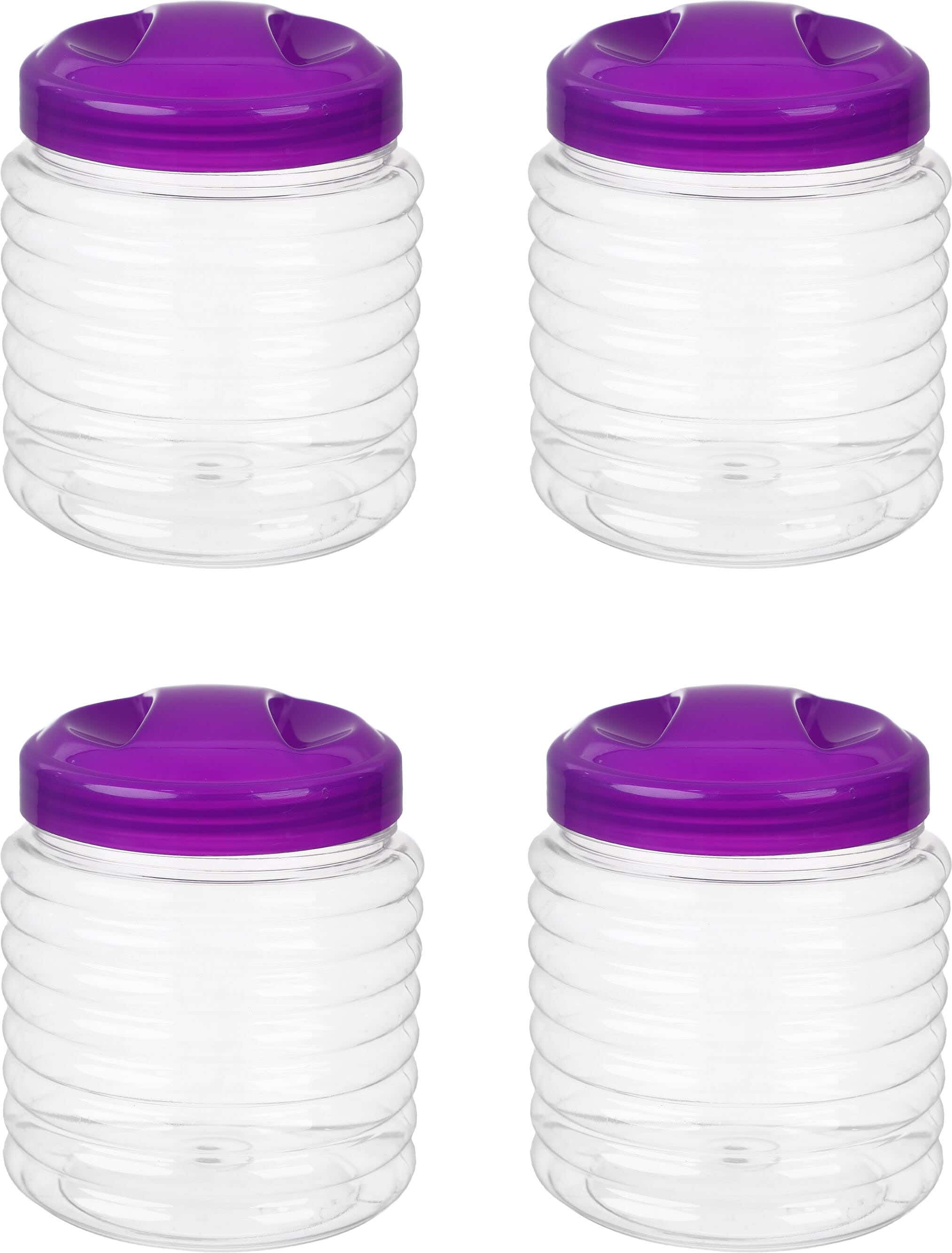 Lamsa Plast Plast Spice Jar Set, 4 Pieces, 900 ml - Purple