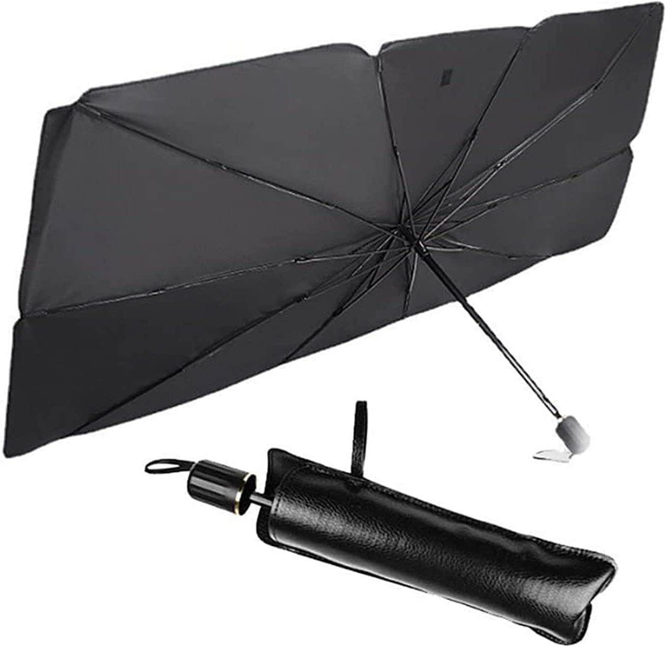 Foldable Car Windshield Umbrella, 122x65 Cm - Black
