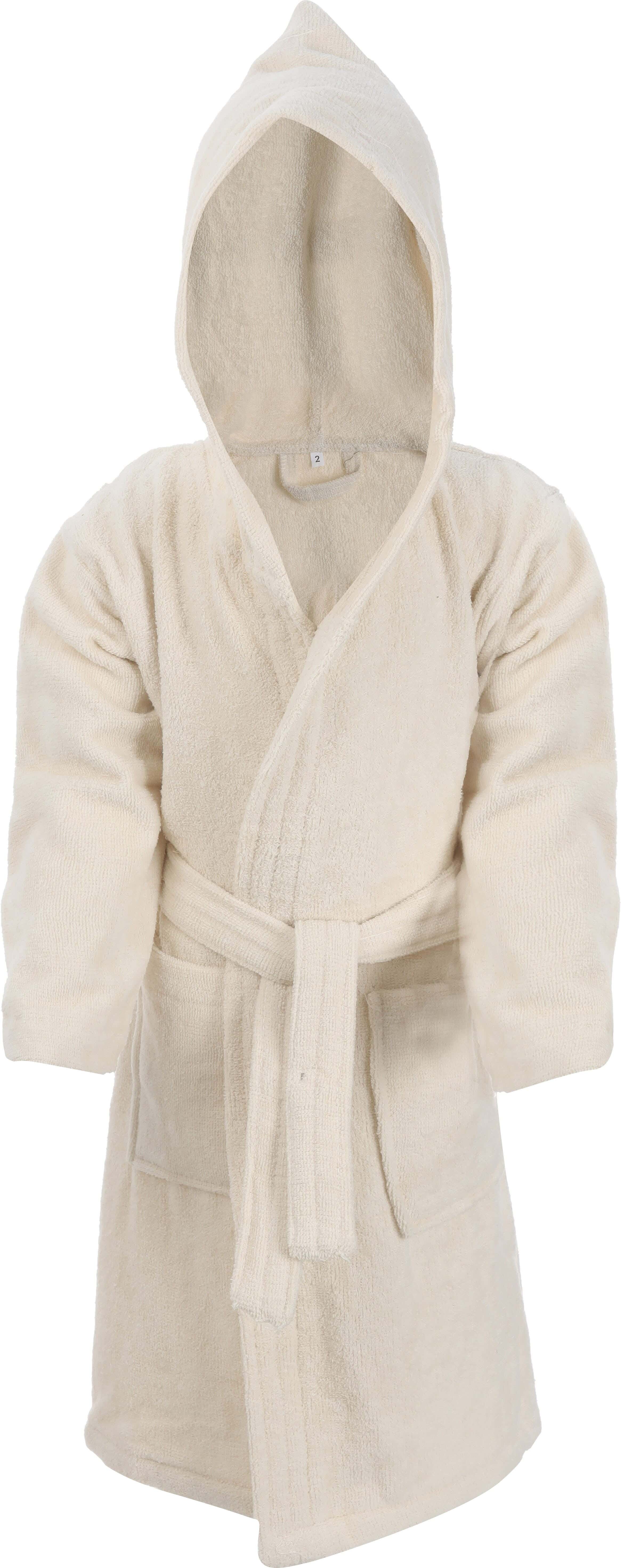 Tulip Cotton Bathrobe for Kids, Size 2, Approximately 600 grm - Off White