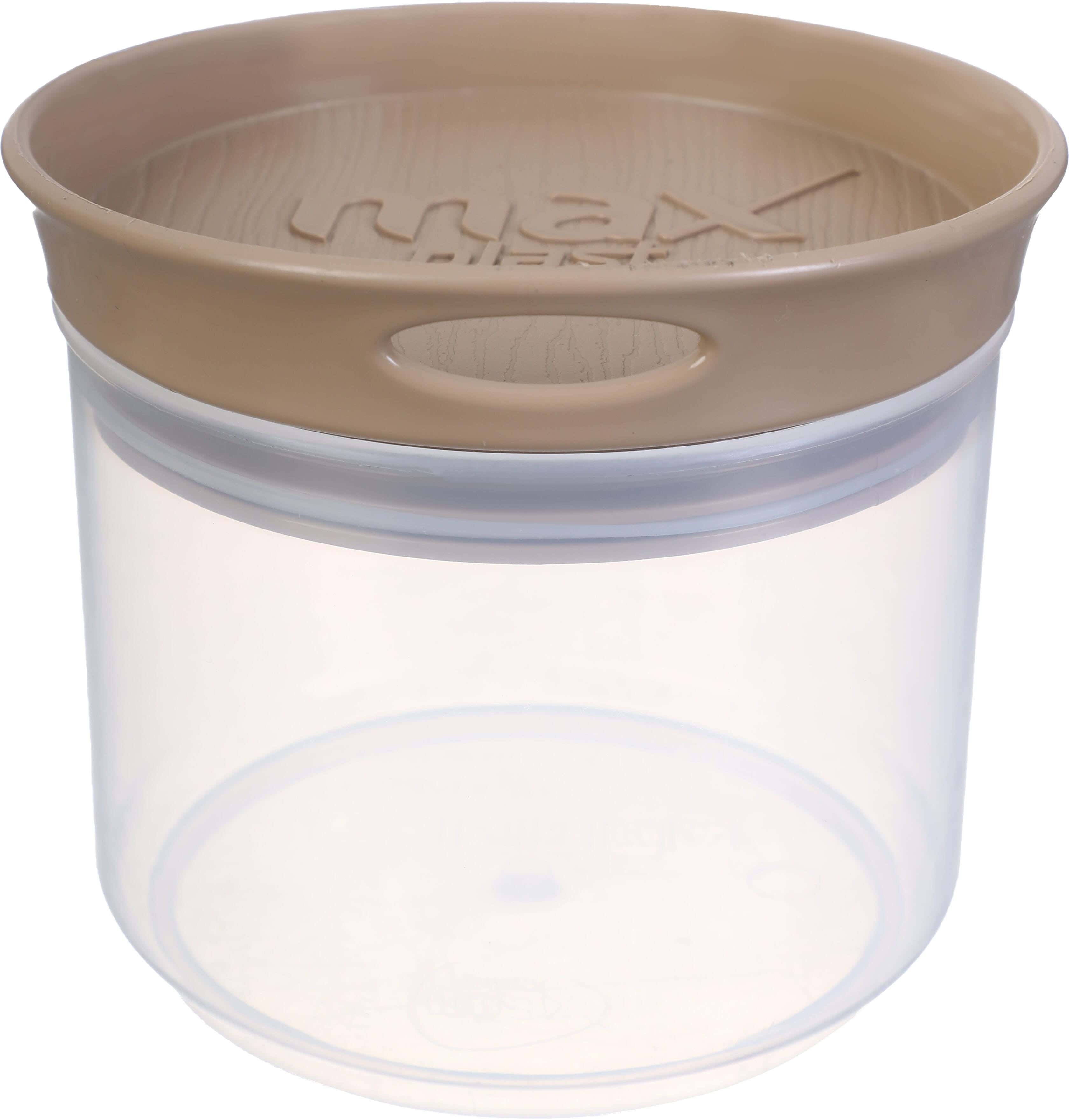 Max Plast Plastic Round Plastic Jar, 600 ml - Beige