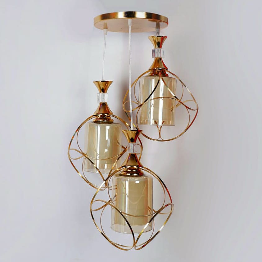 Modern Chandelier, 3 Bulbs, 80×30 - Gold