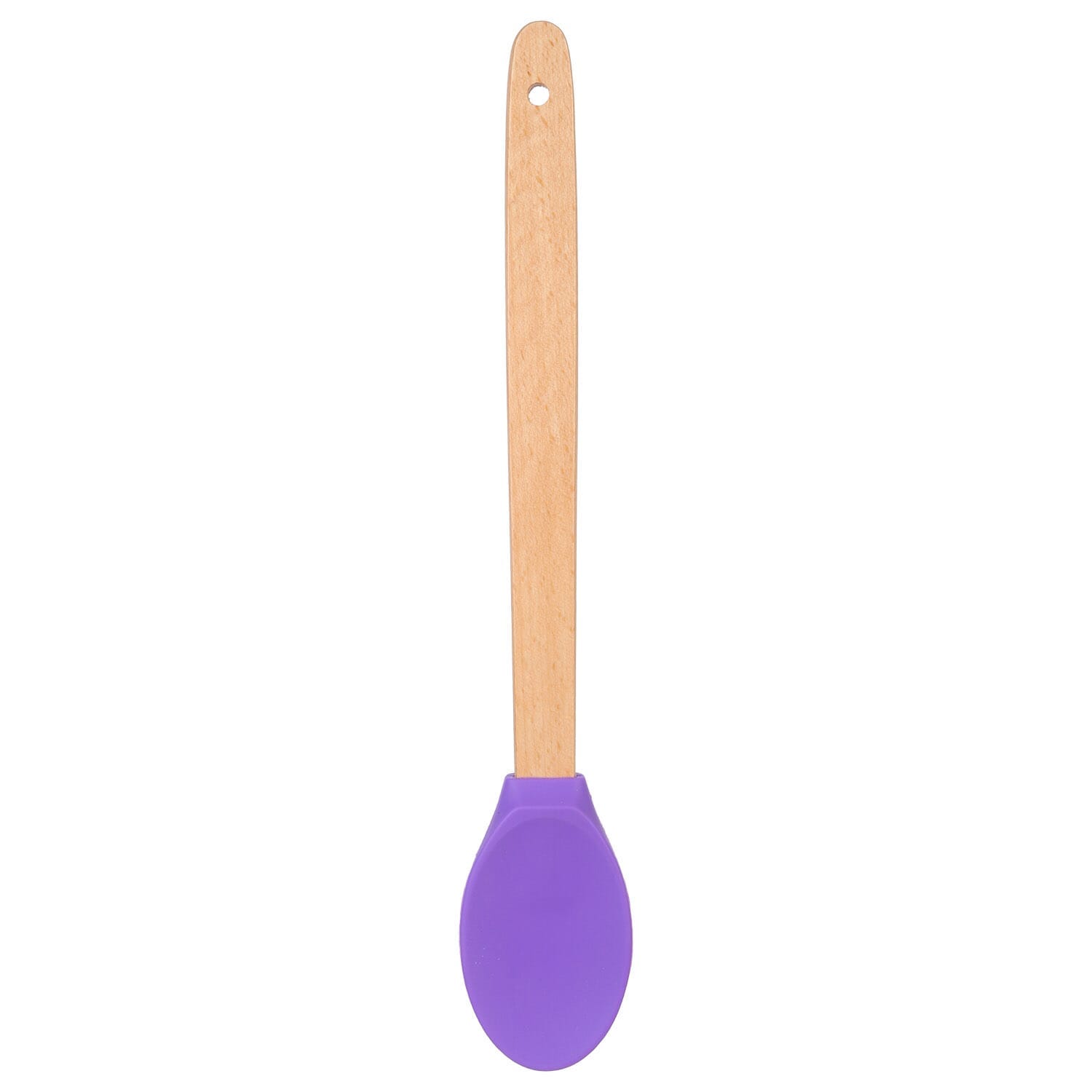 Get Silicone Spoon with Wooden Handle, 28×5 cm - Purple with best ...