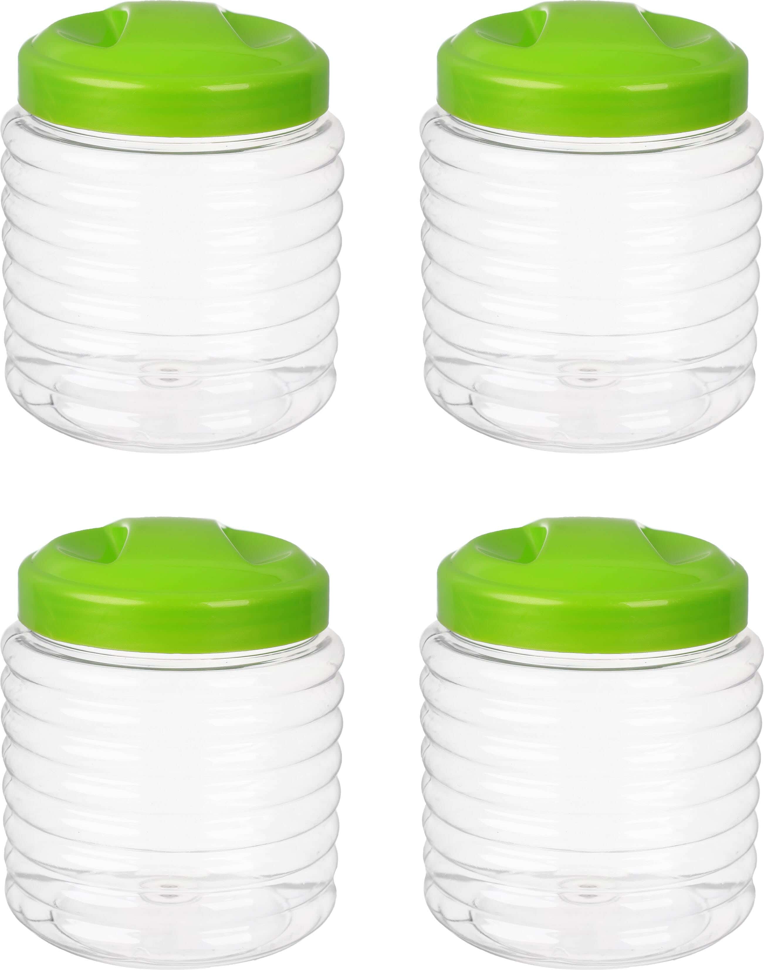 Lamsa Plast Plast Spice Jar Set, 4 Pieces, 900 ml - Lemon