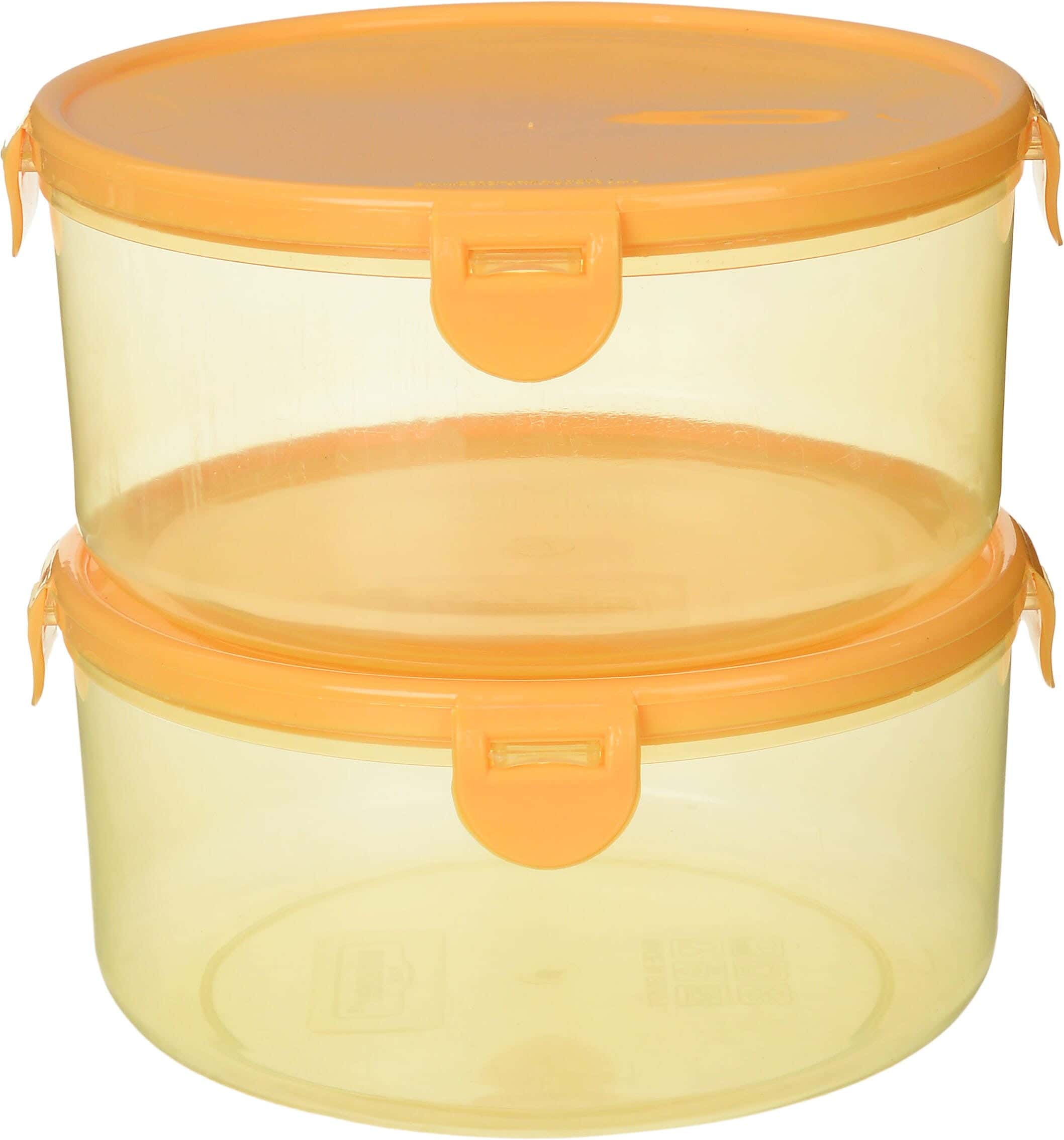Winner Plast Round Plastic Refrigerator Box Set, 2 Pieces, 19 cm - Orange